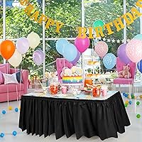 Vista 3 de DecorRack Falda de mesa, 29 pulgadas x 14 pies, sin BPA, desechable, reutilizable, rectangular, color negro (paquete de 1)