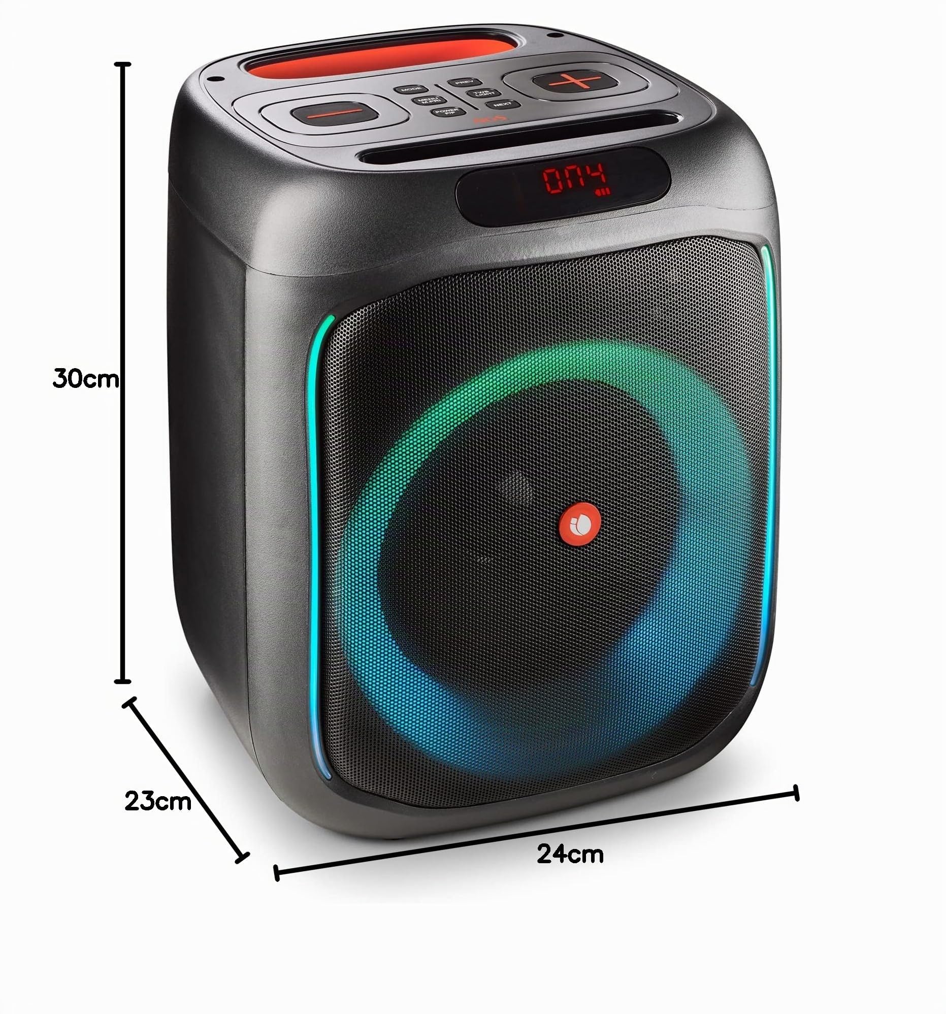 NGS Wild Swag - Enceinte Puissante, Enceite Portable Compatible avec la Technologie Bluetooth 5.0, True Wireless Stereo, Lumières et Écran LED, Entrée USB, Audio TF et Auxiliaire, 24x23x30 cm, 80 W