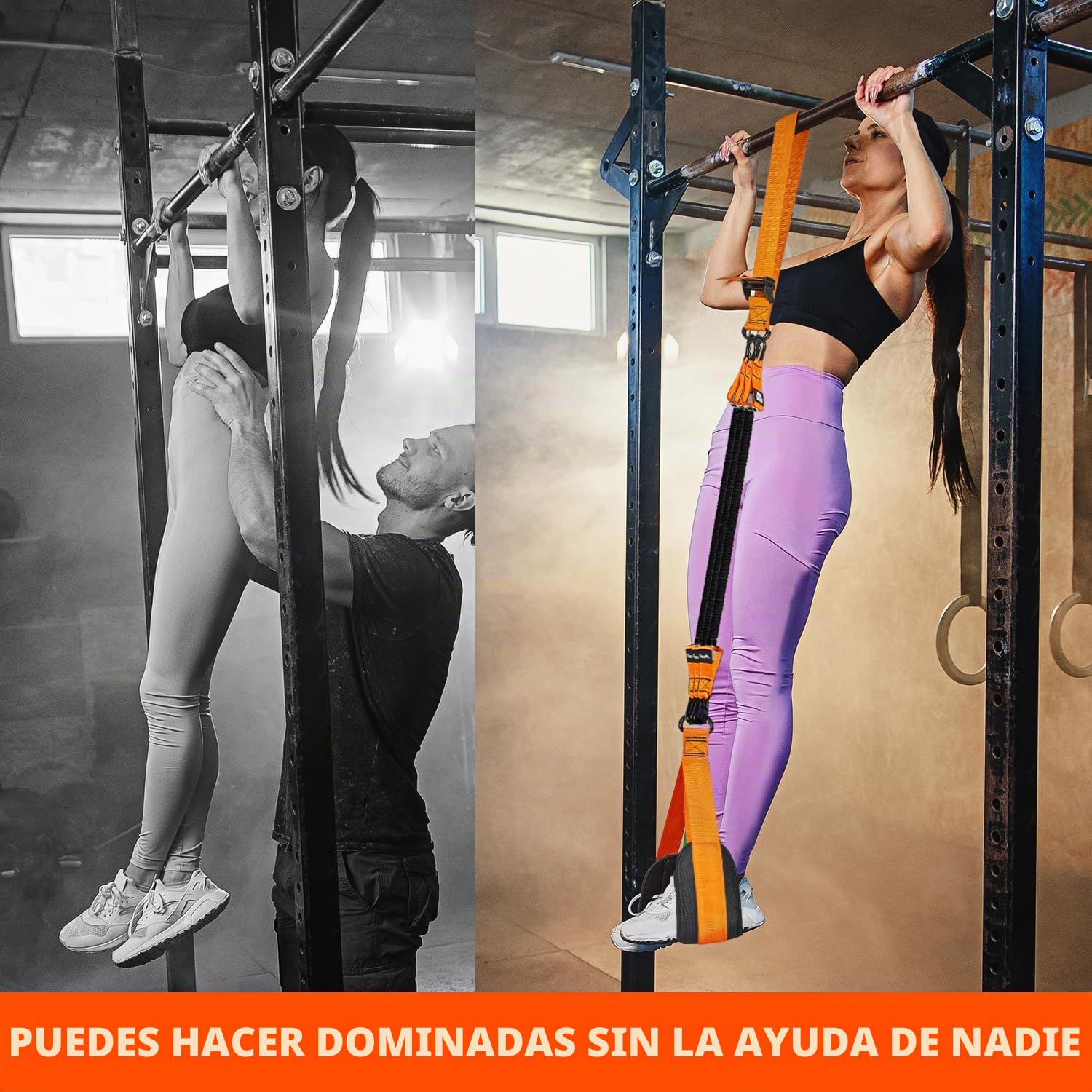 HPYGN Bandas de asistencia para dominadas, banda de resistencia resistente para barra de dominadas, peso/tamaño ajustable con pies de tela/rodilleras, bandas para ayuda de dominadas para entrenamiento