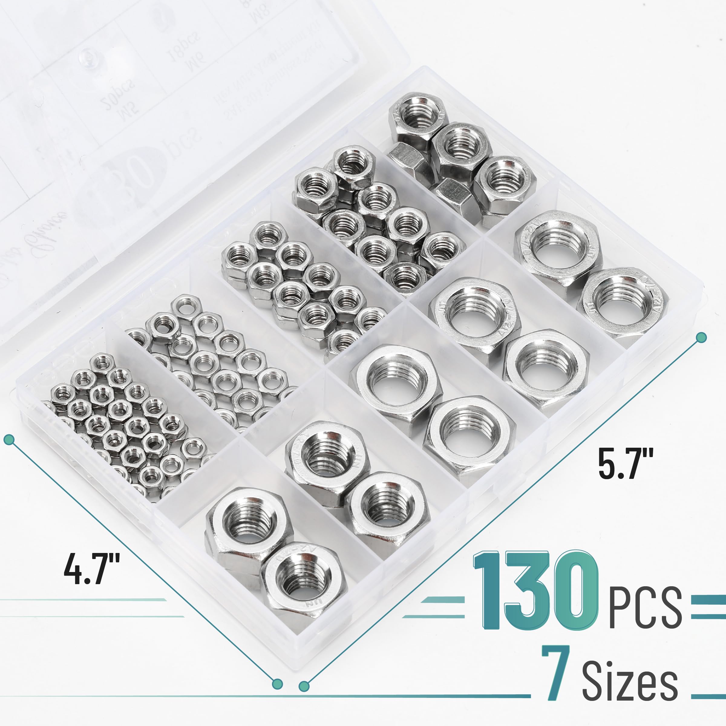 Stainless Steel Hex Nuts - Metric Assortment Kit -2