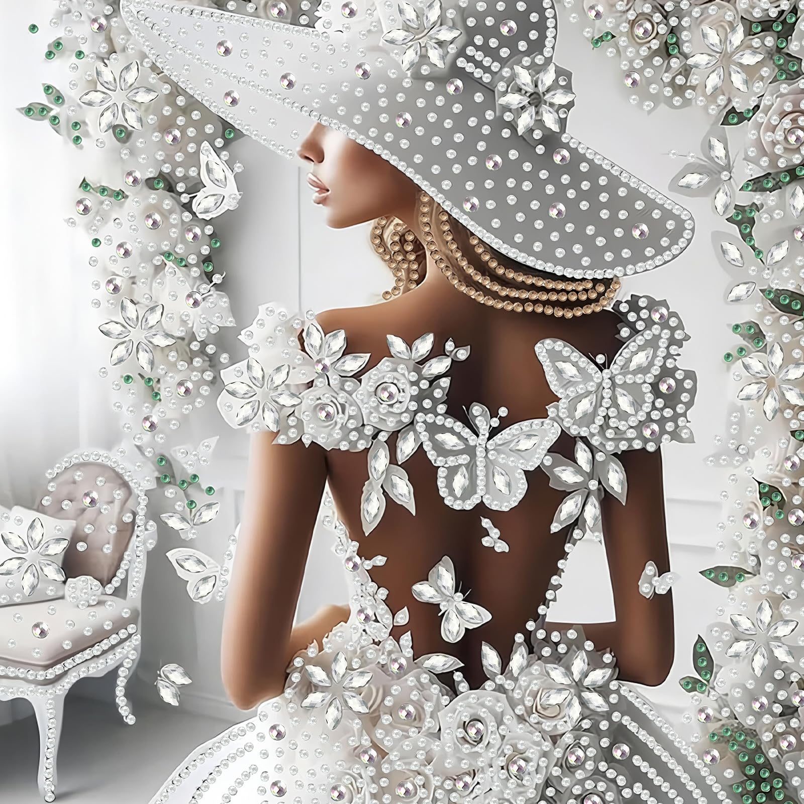 POETRYDRAW White Hat Special Shaped 5D DIY Partial Drill Diamonds