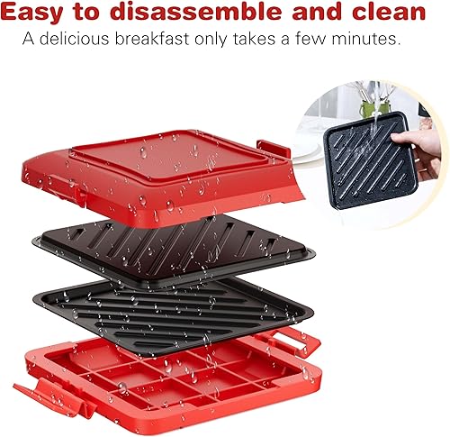 Miniatura 8 de Sandwichera de Toastie para microondas RED con cuchillo de mantequilla, tostadora de microondas, sandwichera, máquina de panini, apto para