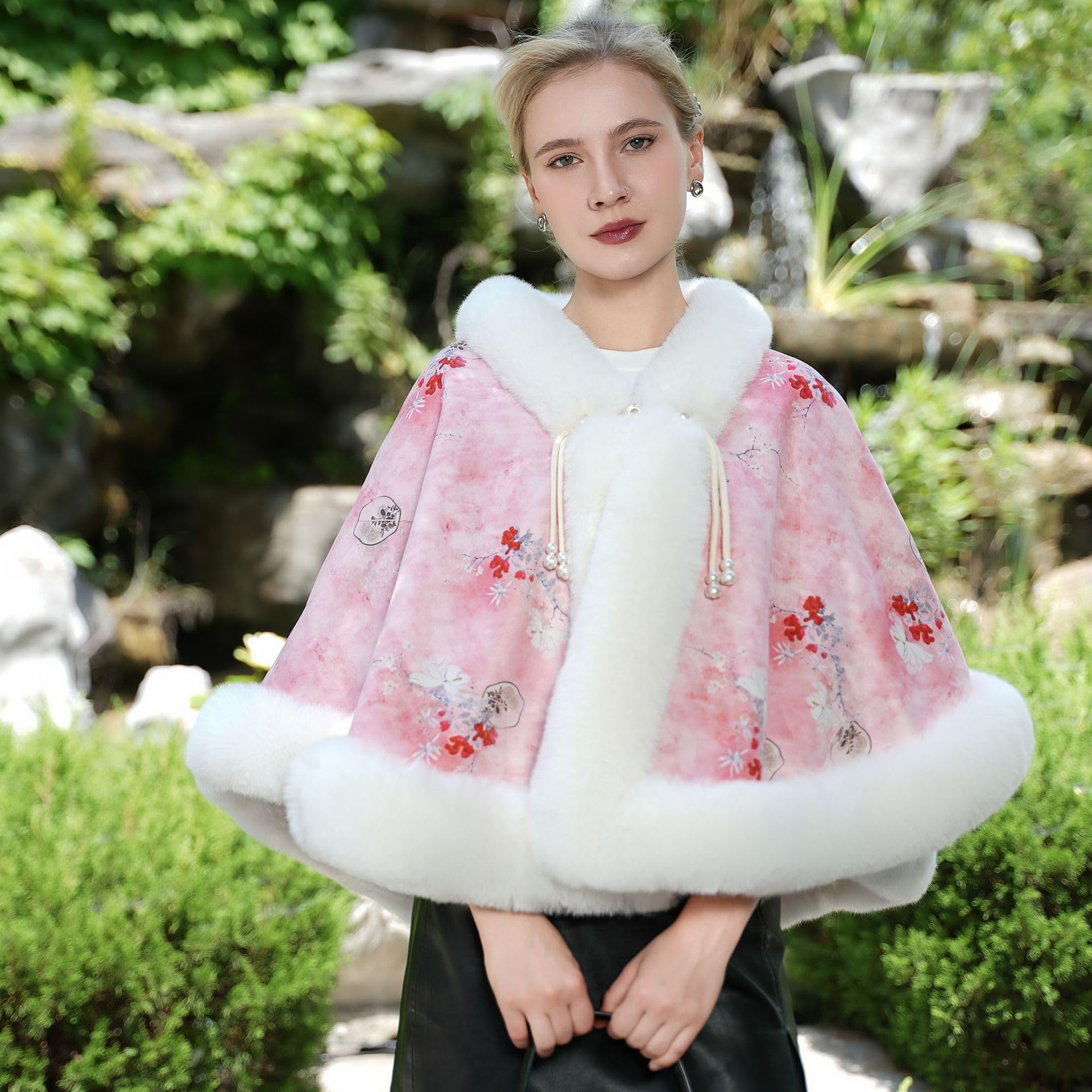 Scialle Donna Stola Da Donna In Pelliccia Sintetica Scialle Elegante Mantello Vintage Floreale Bolero Lavorato A Maglia Per Matrimoni Invernali Serate Spose E Damigelle.