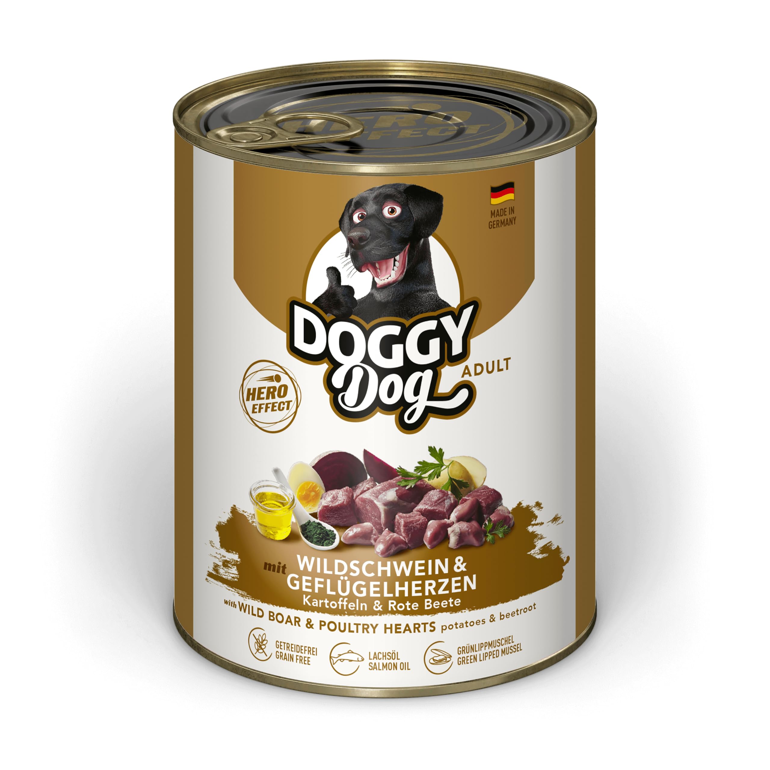 Doggy Dog Paté Mix 2, 6 x 800 g, Nourriture Humide pour Chien, dans Un Paquet d'essai, Nourriture pour Chien sans céréales, avec Huile de Saumon et Moule aux orles Vertes, Aliment Complet à Haute