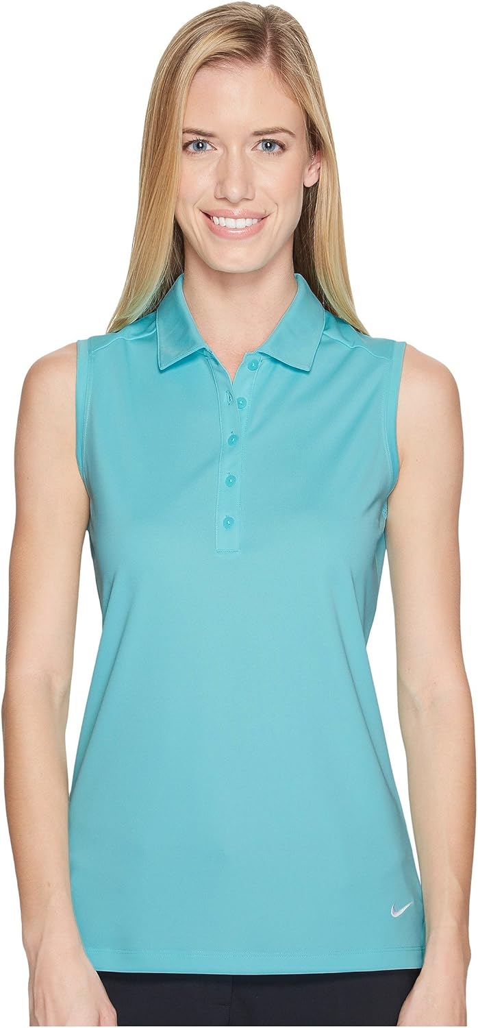 Nike Victory Solid Sleeveless Golf Polo 2017 Women Light Aqua/White Small