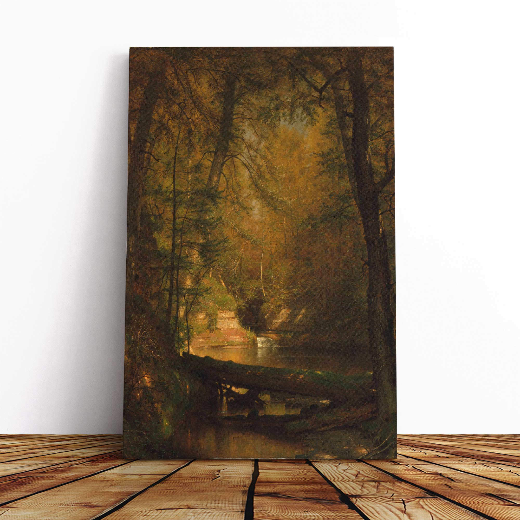 Thomas Worthington Whittredge The Trout Pool Canvas Print | Gallery Wrapped 30mm Frame Wall Art | 30x20 inches | Ready to Hang | Modern Picture | Living Room Bedroom Lounge Office