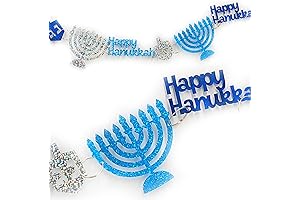 4-Pack Hanukkah Decoration Dreidels by The Dreidel Company: Prismatic Garland and Menorah
