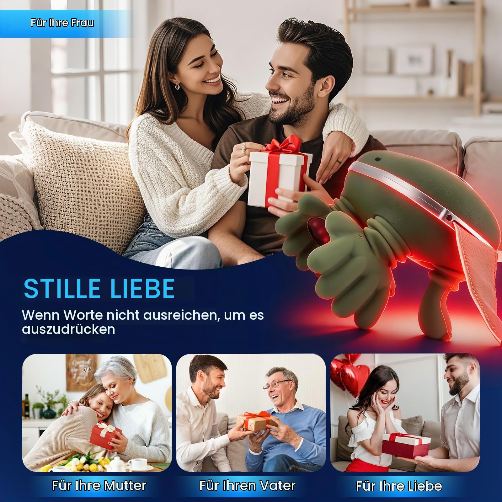 4D Nackenmassagegerät, Massagegerät Nacken mit 3 Massageeinstellungen & Wärme, Touchscreen-Tasten, Tragbares Nacken und Schulter Shiatsu Massagegerät für Zuhause, Büro & Reise
