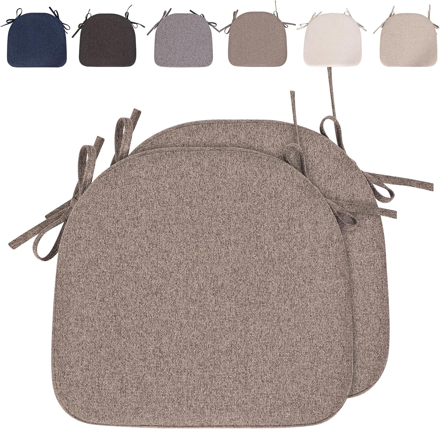Chair Cushion with Ties 43 x 41 cm Seat Cushion Non-Slip Seat Cushion Semicircular for Chairs in Home and Garden Office Yellow-Brown-2 Pieces