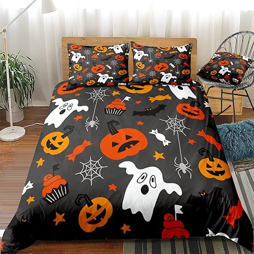 Miniatura 95 de Pumpkin Bedding Halloween Duvet Cover Set Funny Evil Pumpkin Pattern Design Black Halloween Bedding Set Queen 1 Duvet Cover 2 Pillowcases