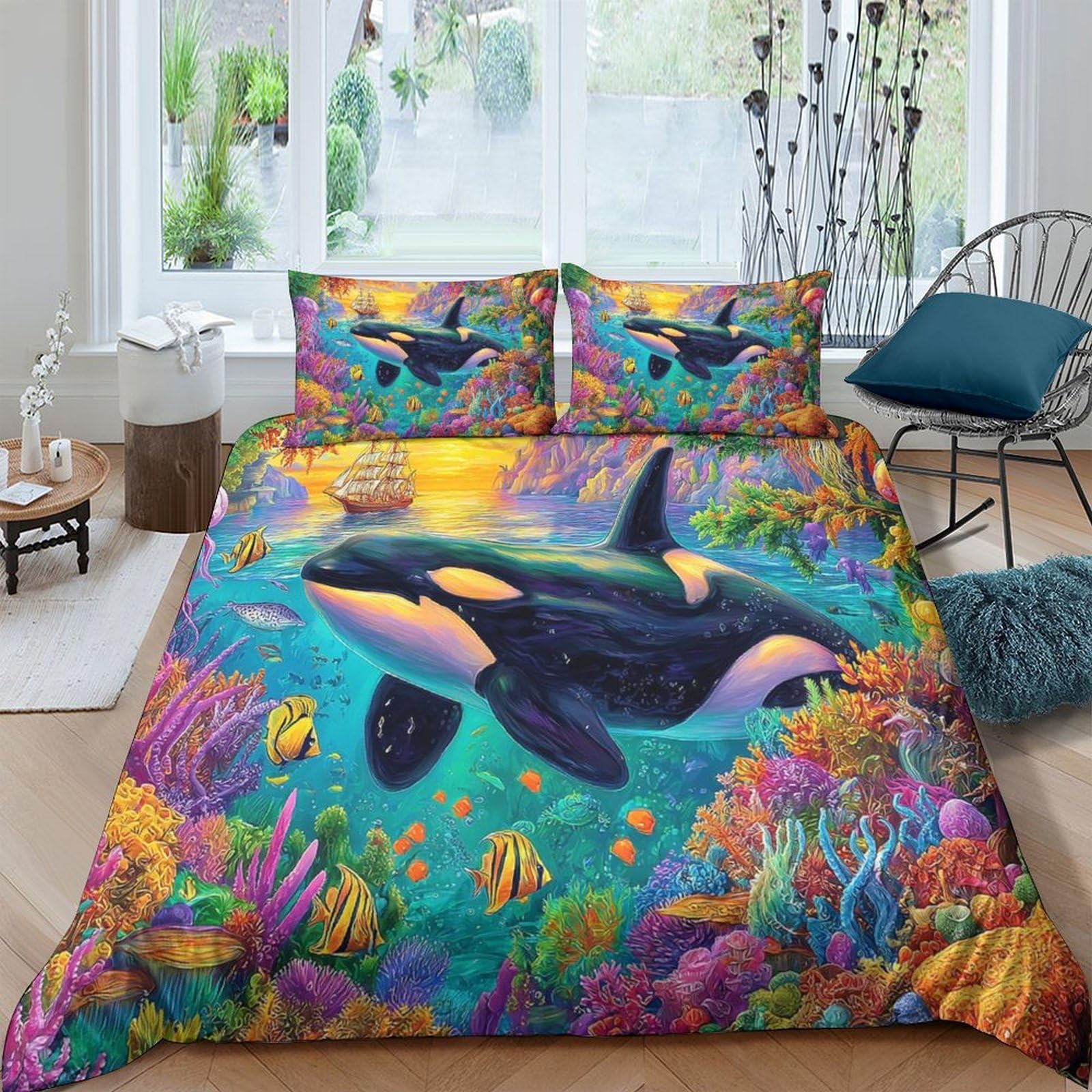 Housse de couette orque 260x220 cm avec taies d'oreillers pour lit super king