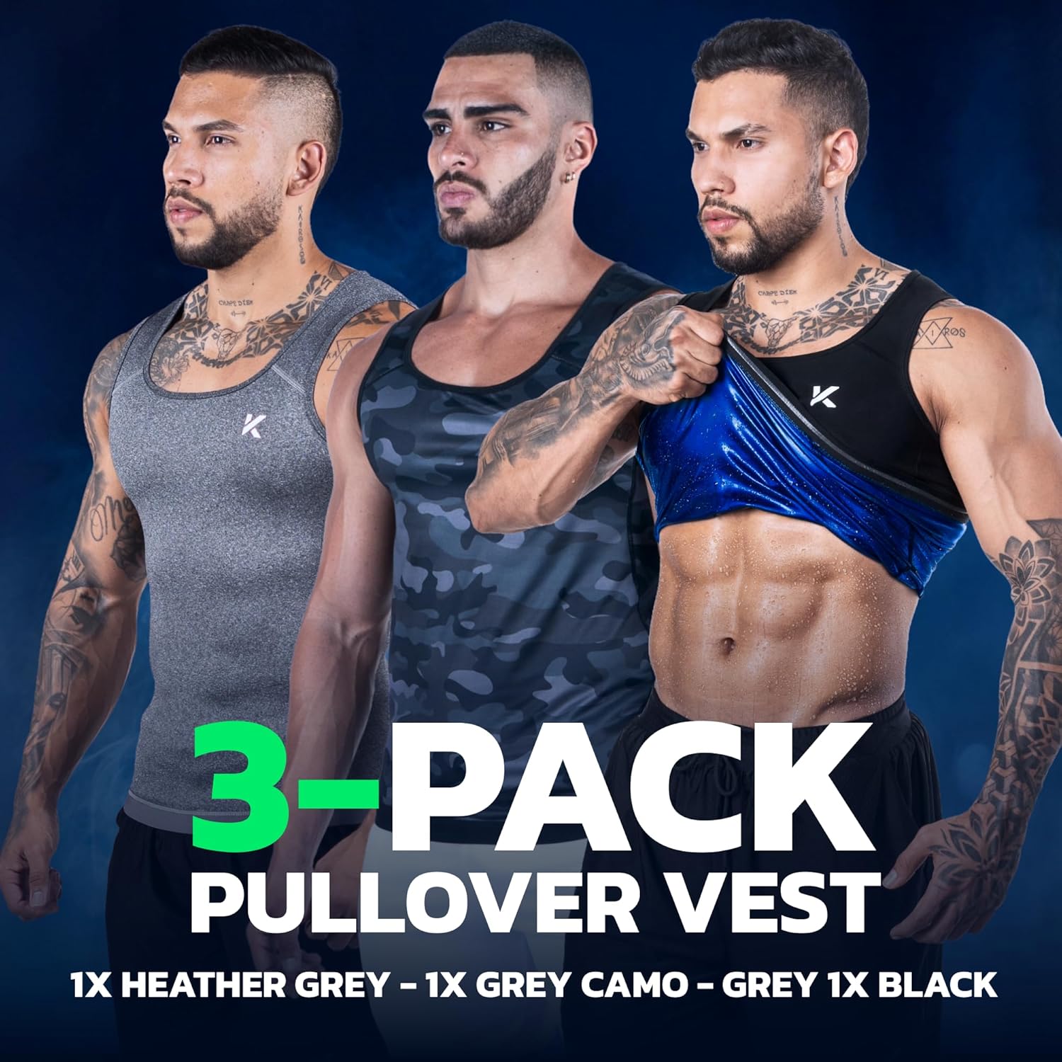 Kewlioo Men's Heat Trapping Pullover Sweat Enhancing Vest - Sauna Suit Shirt Compression Vest Shapewear Top for Gym Exercise - Image 2