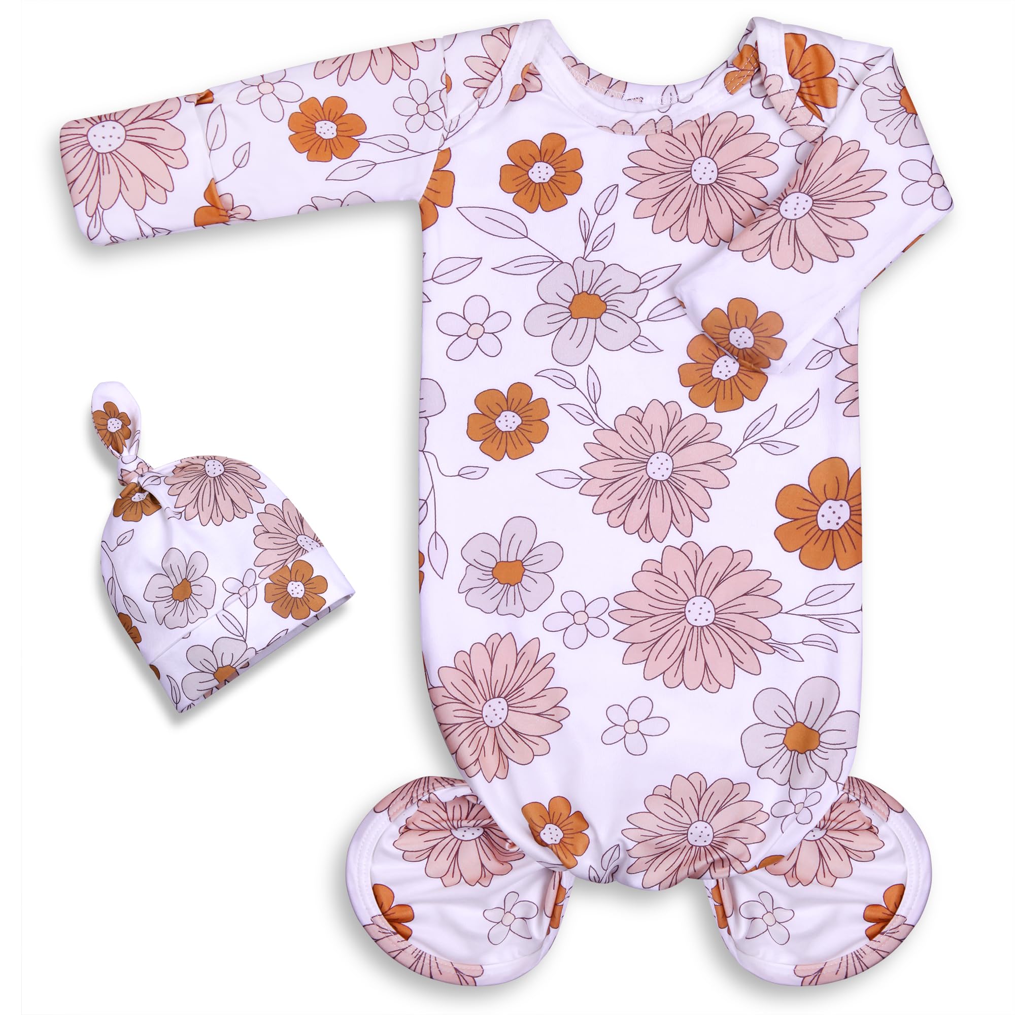 Mikccer Newborn Baby Girl Gown 0-6 Months, Super Soft Newborn Sleepers Gown, Long Sleeve Infant Nightgown for Girls, Baby Girl Outfit Essential with