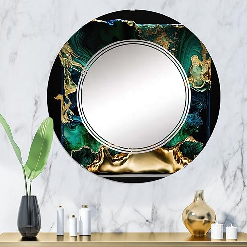 Miniatura 2 de DesignQ Espejo de tocador abstracto de geoda verde y azul, espejo de tocador, espejos de baño, espejos de pared para sala de estar, dormitorio,