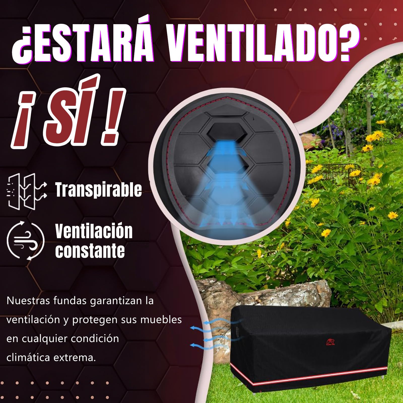 Turtle-Life Funda para Sofá de Jardin Impermeable Funda para Sofa Exterior Funda para Sofá de Jardin 3-4 Plazas sin Desvanecerse en Dos Años, Negro, 213x94x89cm