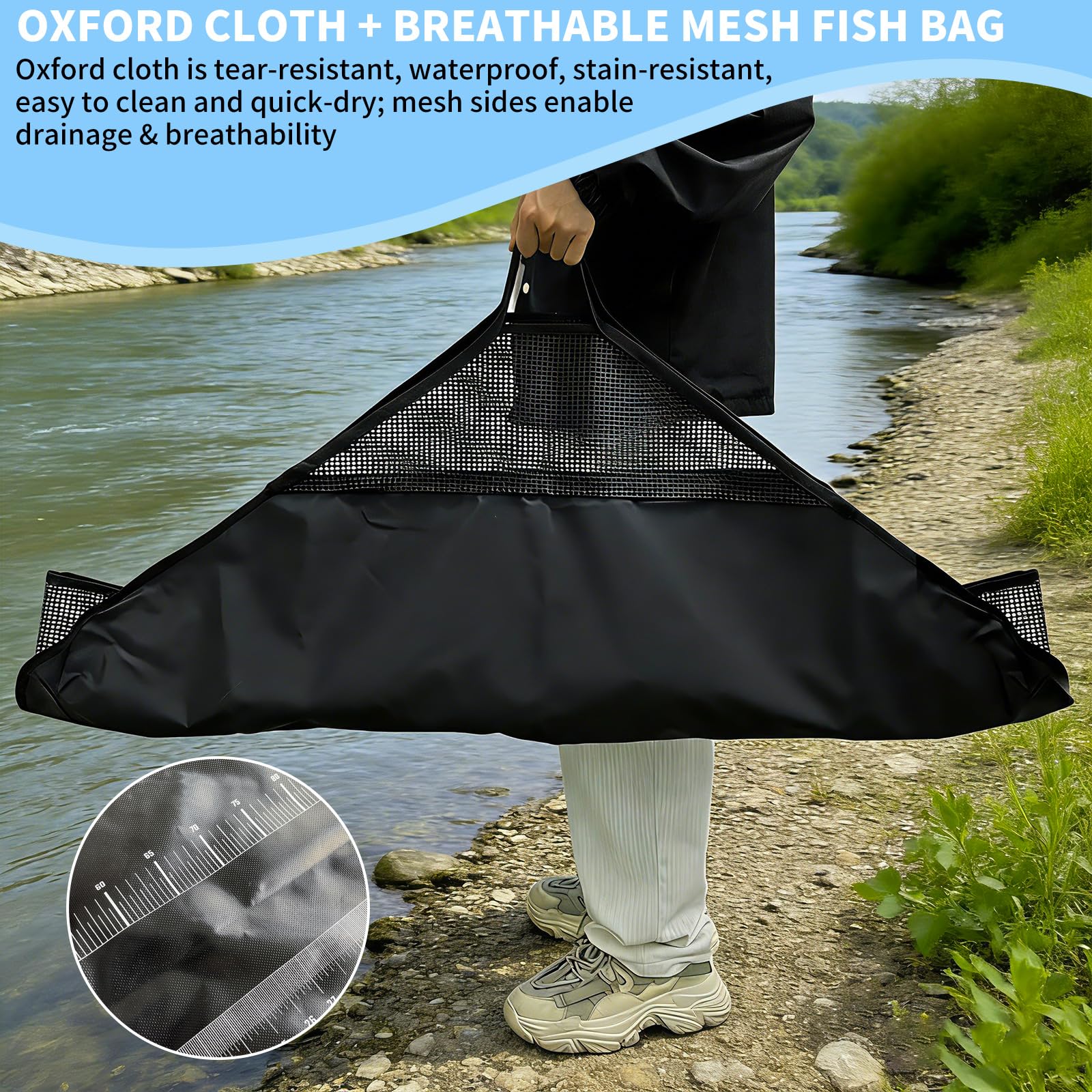 Abhakmatte-Angeln,Abhakmatte Mit Maßband,Fischmatte Mit Griffen,Bedruckten Skala Unterstützt Diese FischmaßMatte Für Karpfen Welse Und Raubfisch,120x65 cm Faltbar Wasserdicht PVC