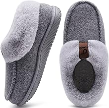 COFACE Chausson Femme Hiver Chaud Feutre Pantoufles Peluche Fourrure Doublure Fermé Charentaise Confort Mousse à Mémoire de Forme Slippers Antidérapant Semelle