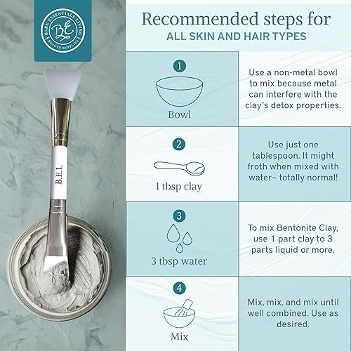 Miniatura 5 de Bare Essentials Living - Polvo de arcilla de bentonita (2 libras) Máscara de arcilla facial, desintoxicación de arcilla de bentonita para la piel,