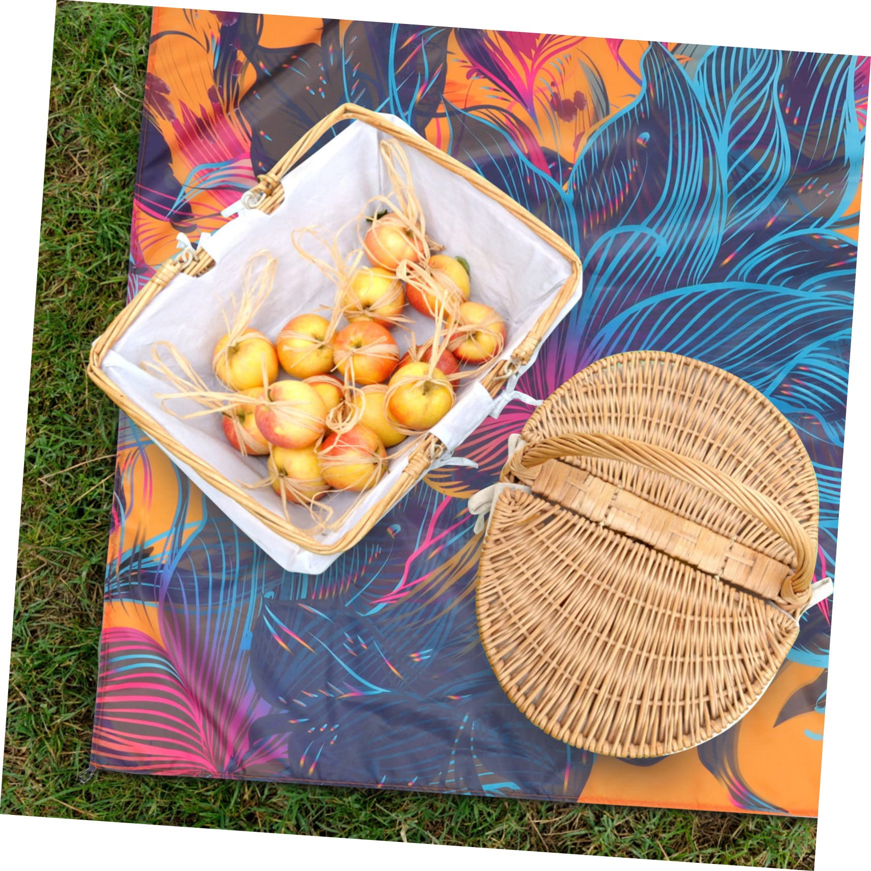 Abaodam 2 Pièces Tapis De Sol Étanche Tapis De Plage Léger De Pique- D'extérieur Sable UV Mer De Plage Pliable Nattes De Plein Air Toile Polyester Imperméable