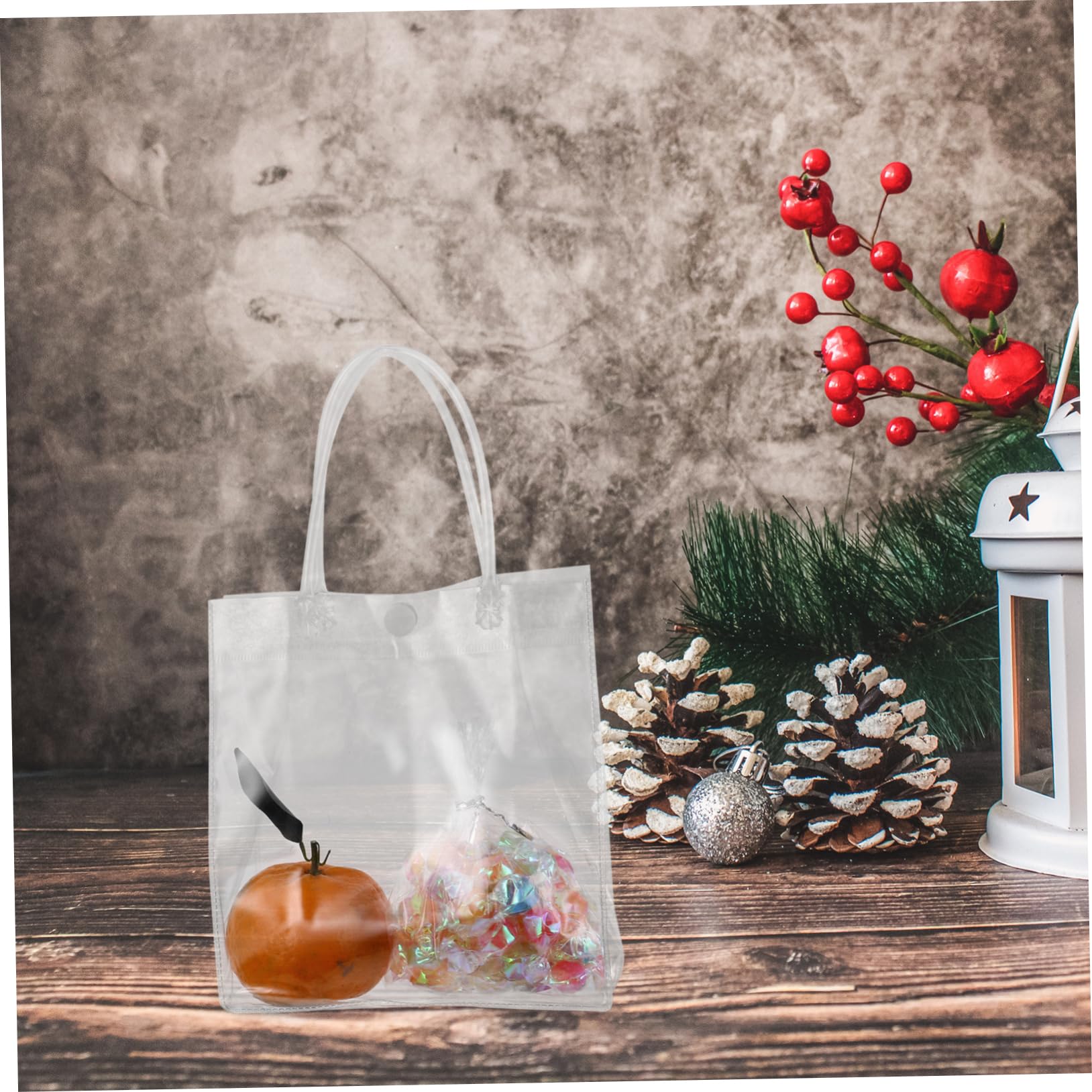 Anneome 25 piezas Unidades Bolsas Transparentes con Asas de PVC Reutilizables para Bodas Fiestas y Bolsas de Plástico Claras para y Embalaje