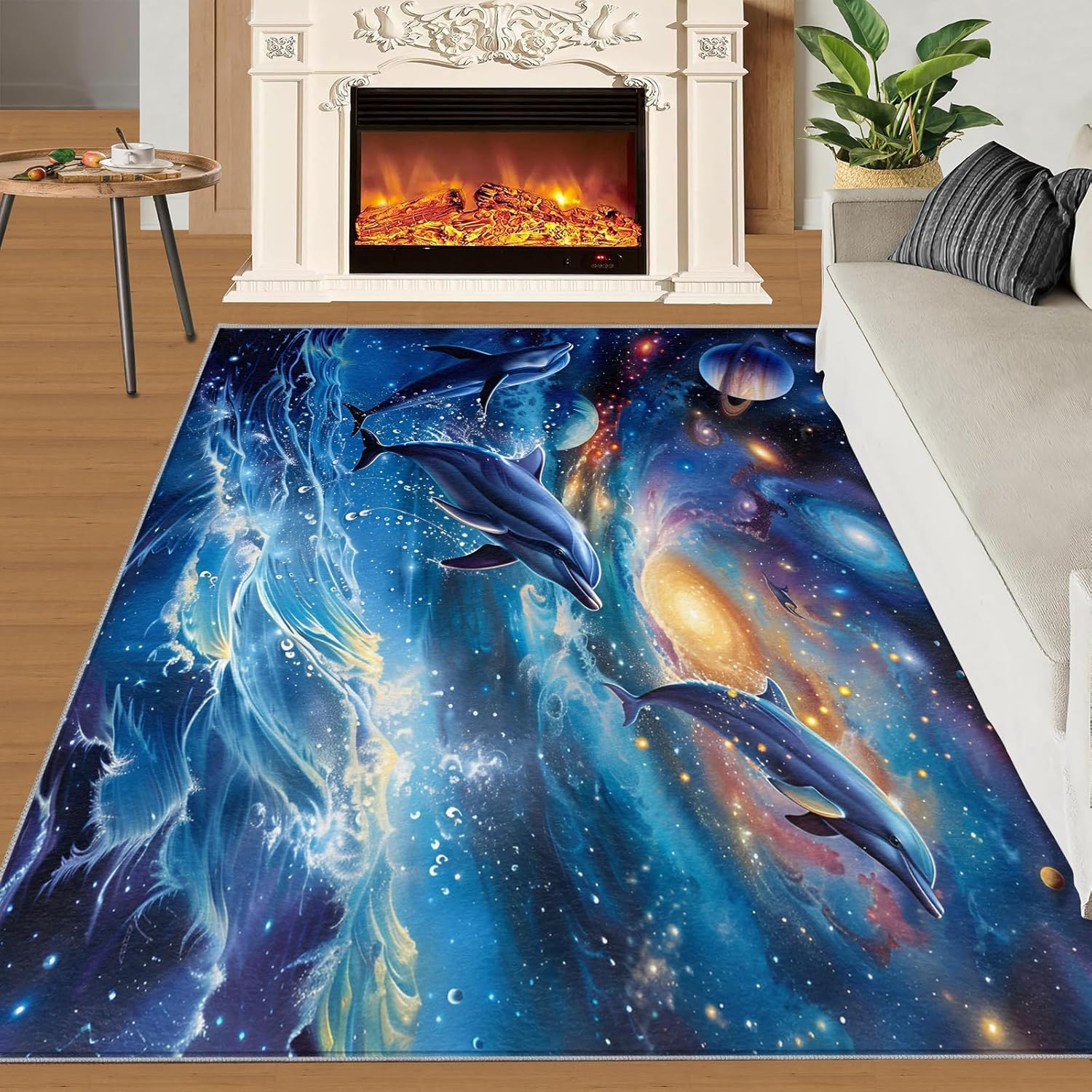 FACADUP Galaxy Dolphin Rug 150x180cm Creative Blue Ocean Starlit Sky Dolphin Rugs Soft Comfort Low Pile Carpet for Nursery Classroom Dorm Study Office Room Decor 4 81nlY2ROBjL. AC SL1500