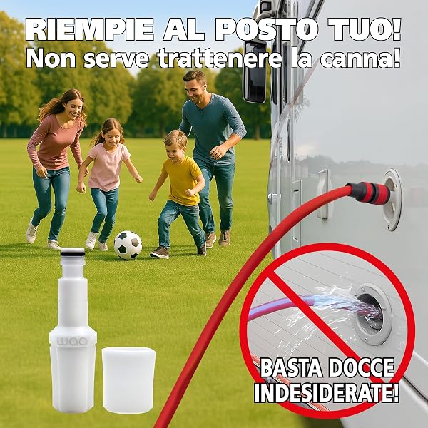 waa - Tappo Acqua Camper Universale, Adattatore Automatico per Carico Serbatoio, 3 Sfiati d’ Aria, Igienico, Sicuro, Semplice, Adatto a Bocchettoni da 28 a 37 mm, Compatibile con Gli Innesti Rapidi - 2