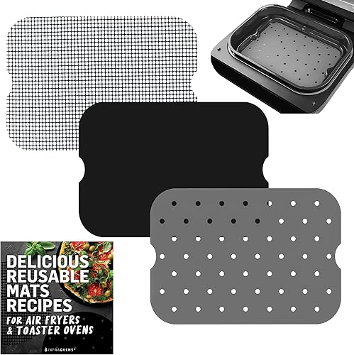 INFRAOVENS - Accesorios reutilizables para freidora de aire Ninja Foodi XL 6 en 1 para parrilla de interior FG551 con libro de recetas para freidora