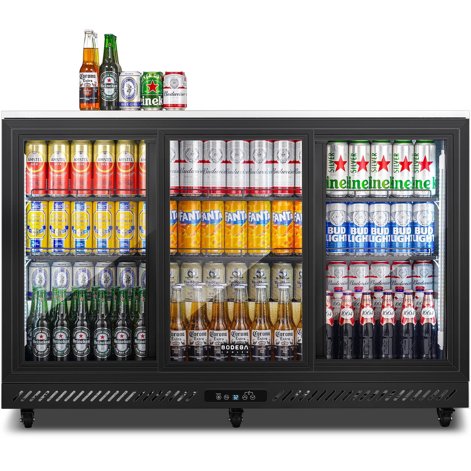 Commercial Beverage Refrigerator,12 CuFt Back Bar CoolerStainless Steel Top