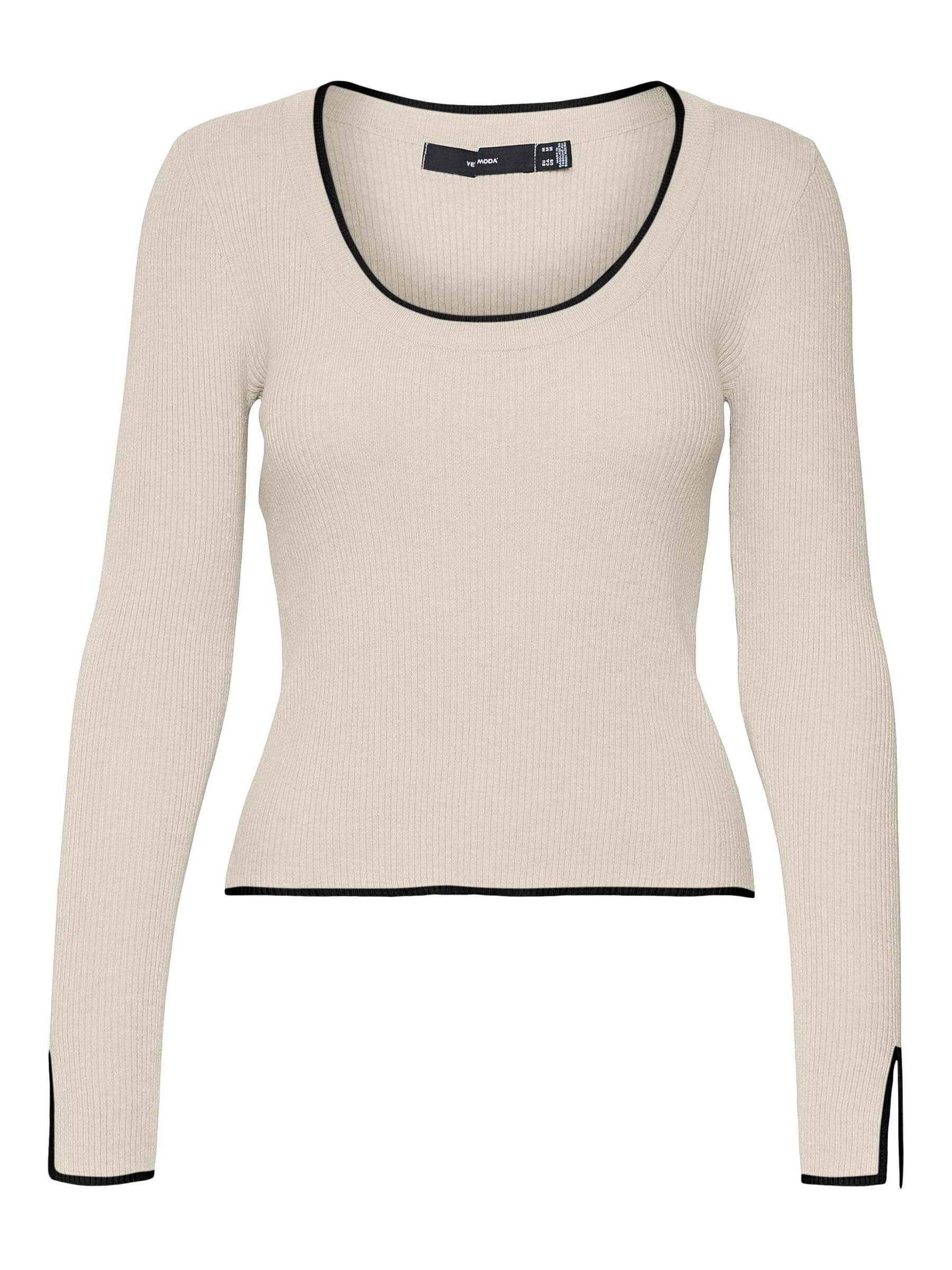 VERO MODA Vmjoan LS U-Neck Short Pullover Boo, Birch, M