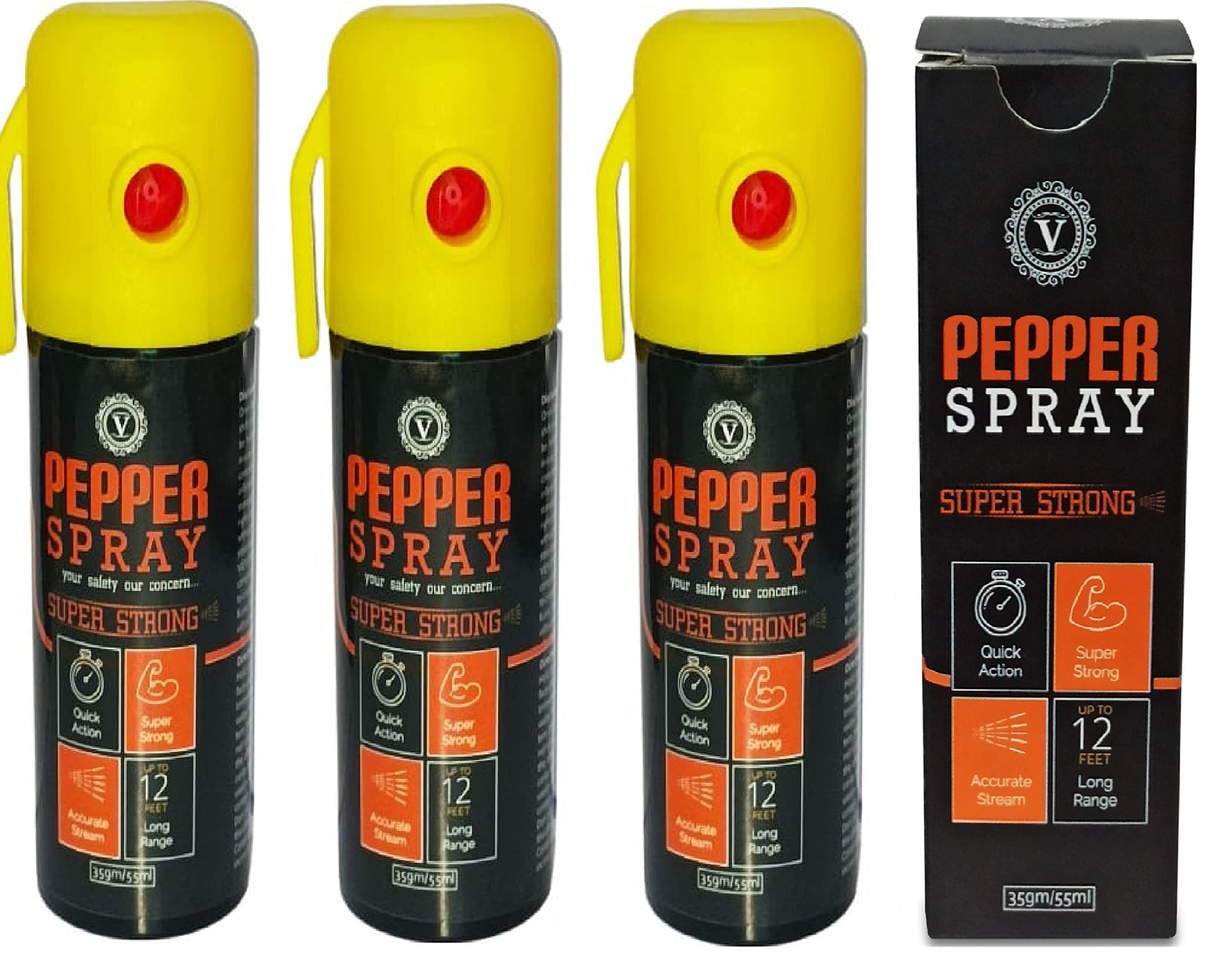 Viewers India Pepper Spray Self Defence for Women Safety 165ml/pack Yellow (Pack of 3)-image-22
