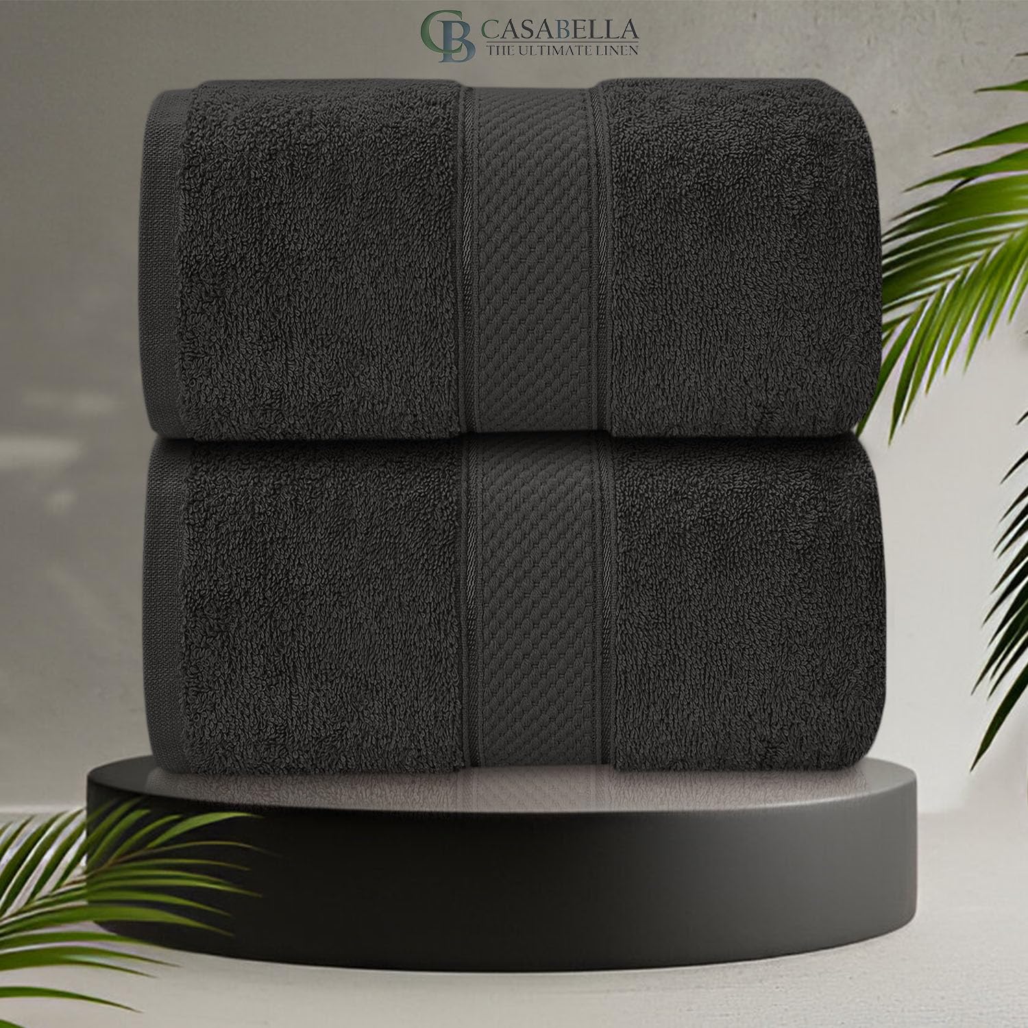CB CASABELLA 2 Piece Jumbo Bath sheets 100% Combed Cotton Extra Large Bath Towel bale set super Absorbent Soft Grey 2 Pack 90X180 CM Bath sheets Extra Large Bathroom Set Beach Towel
