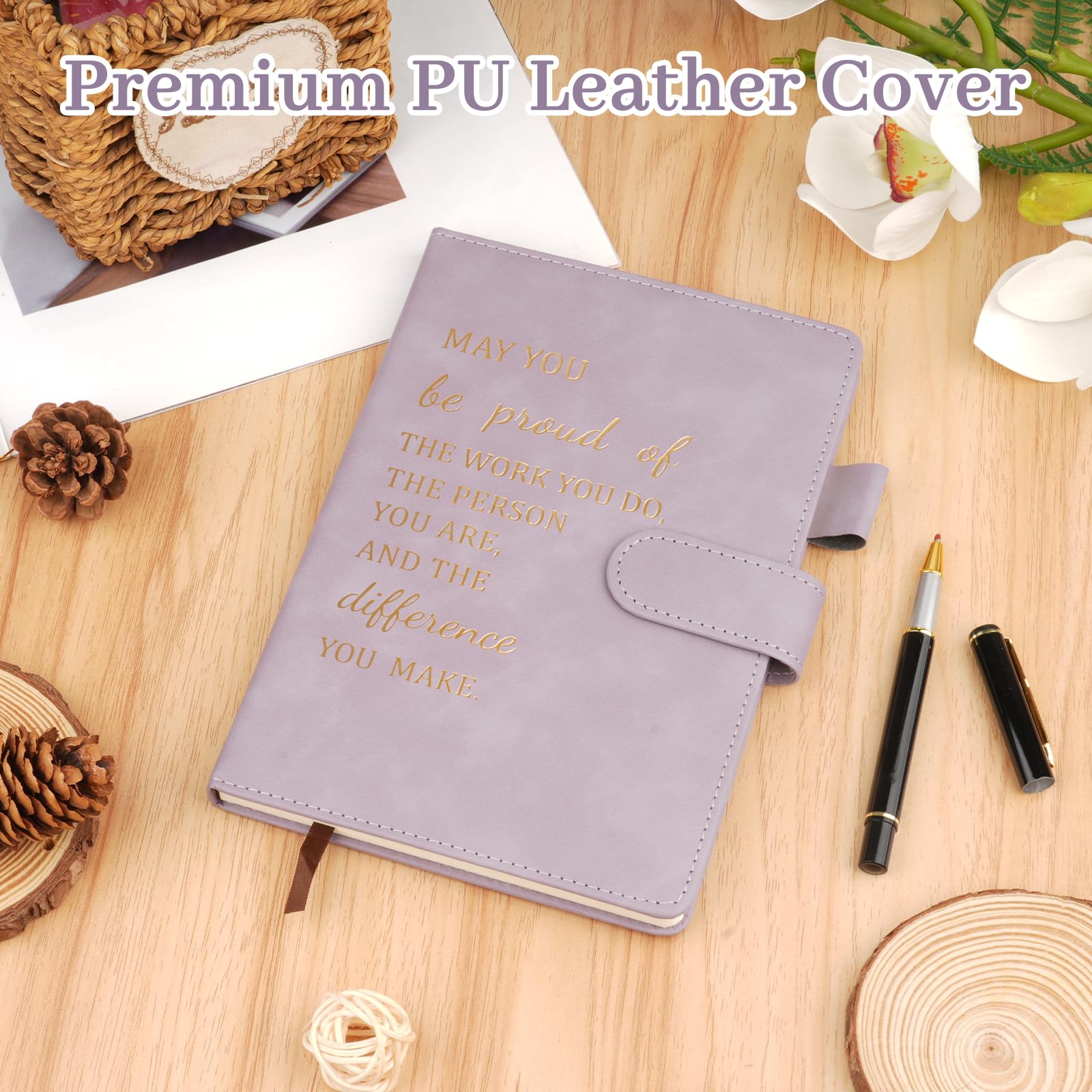 Hopton Inspirational Personalised Notebook, PU Leather Notebook and Pen Set, Employee Appreciation Gifts - Image 2