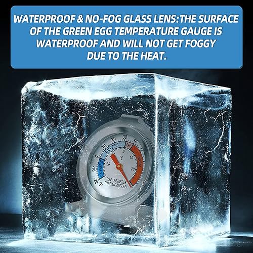 Miniatura 5 de MEANLIN MEASURE Termómetro de refrigerador de 5 piezas, esfera grande de 2 pulgadas con -20  80 F-30  86.0 F termómetro indicador rojo para