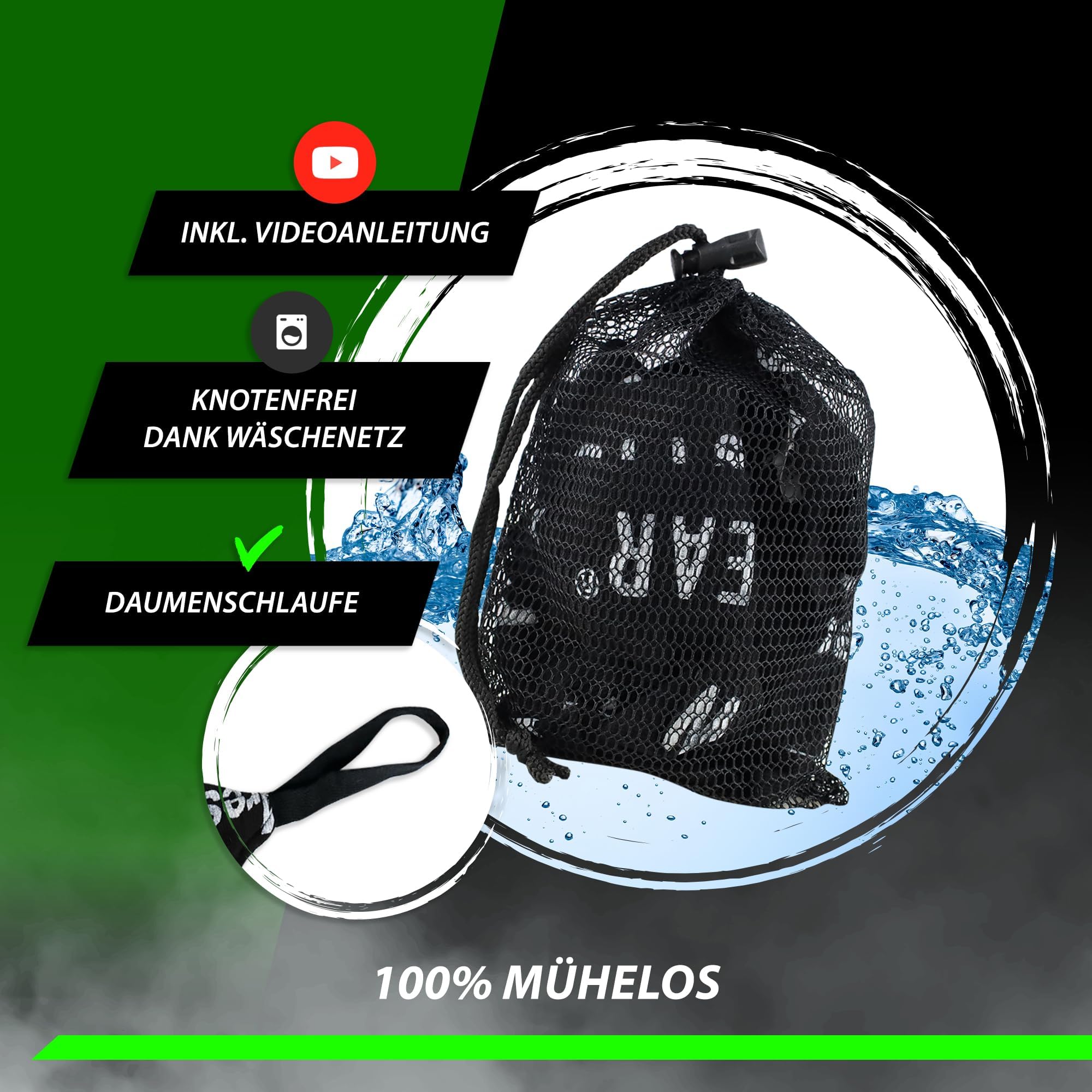 Set di 2 fasce professionali [4,5 m] con rete per la biancheria, massima protezione e tenuta salda, grazie al materiale Flex-Fit I bende da boxe per combattimenti sicuri, per uomini e