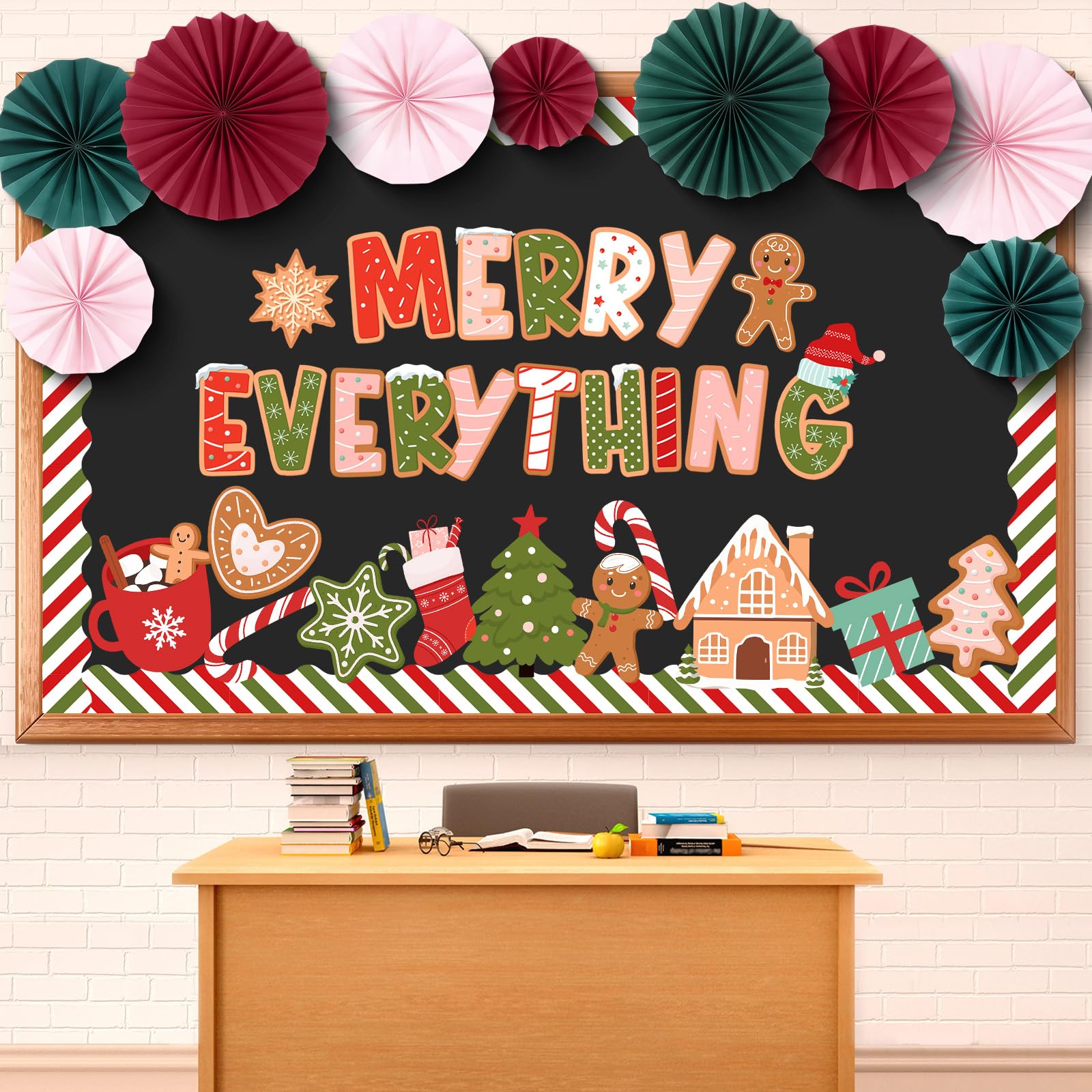 Eersida 60 Pcs Christmas Bulletin Board Decorations with 3D Paper Fans