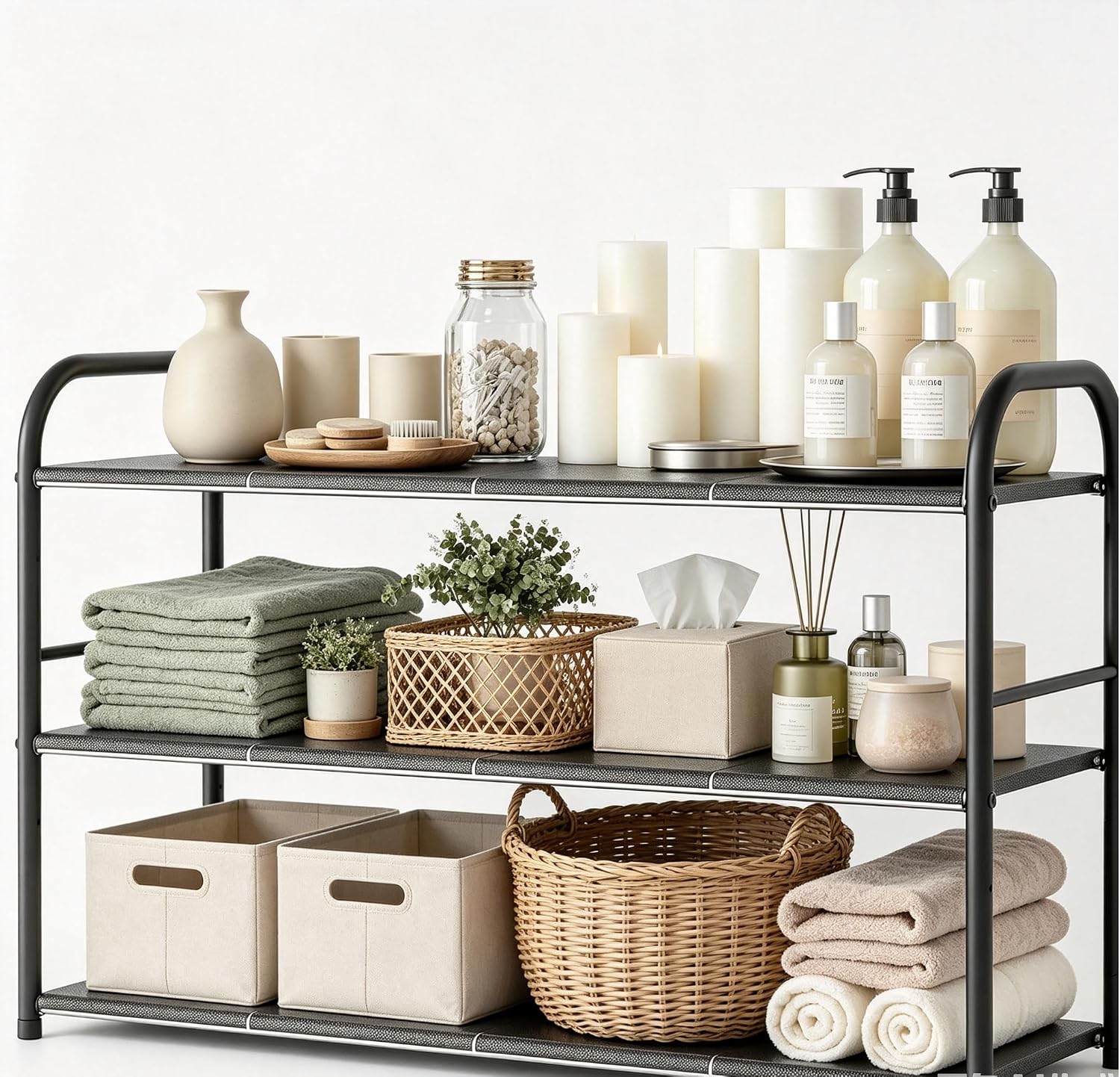 Expandable Pots and Pans Organizer for Kitchen Cabinets, Adjustable Under Cabinet Storage Rack with Pot Lid Holder, 14 Removable Dividers (8 Panels), Multi-Functional Sink & Cookware Storage Organizer