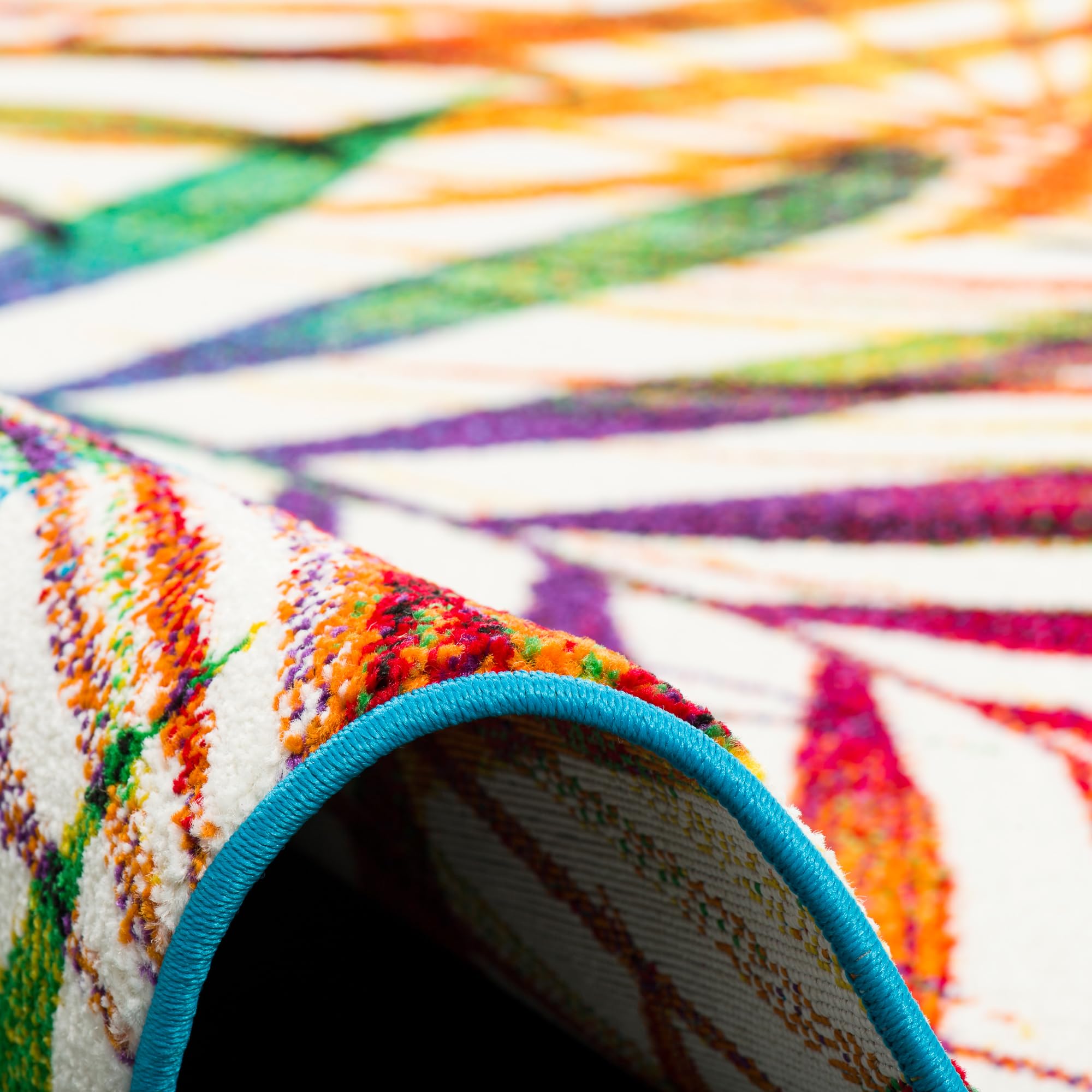 Pergamon Designer Teppich Faro Tropical Bunte Zweige Rund in 3 Größen