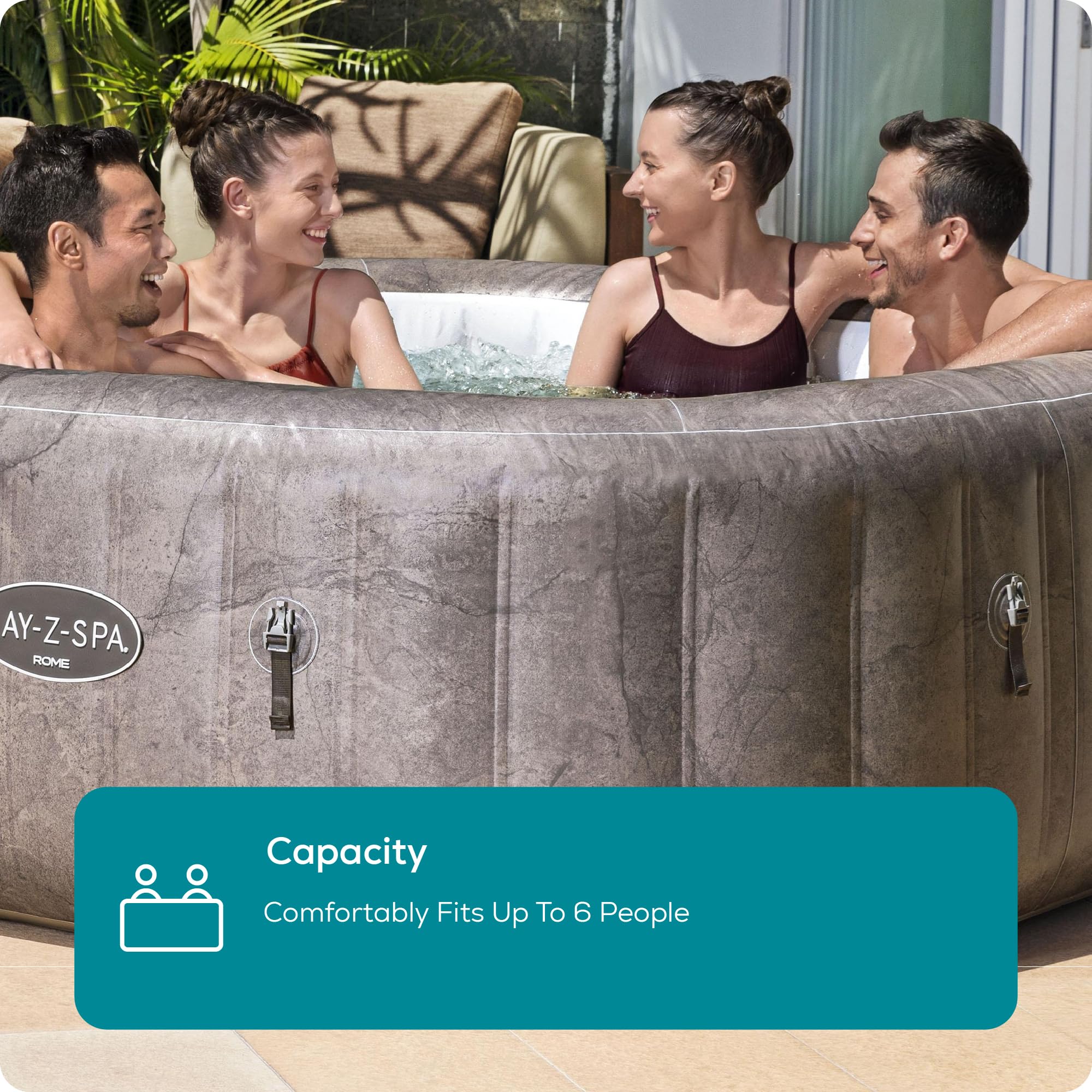 Lay-Z-Spa Rome, Inflatable EnergySense Hot Tub with Built-in Pump, 180 AirJet Massage System with Smart Wifi App, 4-6 Person — view 5