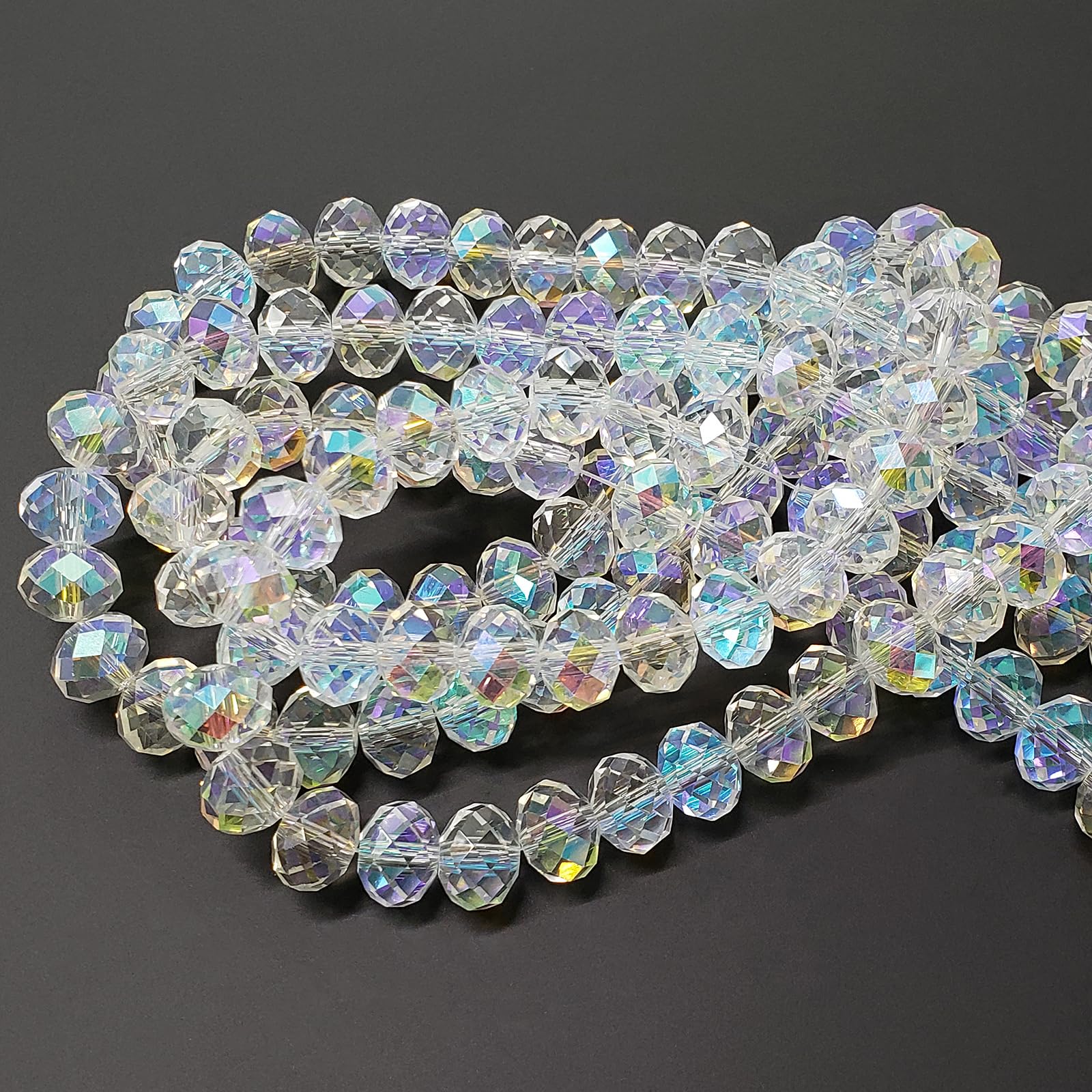4mm Rondelle Glass Beads for Jewelry Making, Faceted Briolette Crytal Spacer Beads for Bracelet Necklace Earring, Crystal Blue 1200pcs
