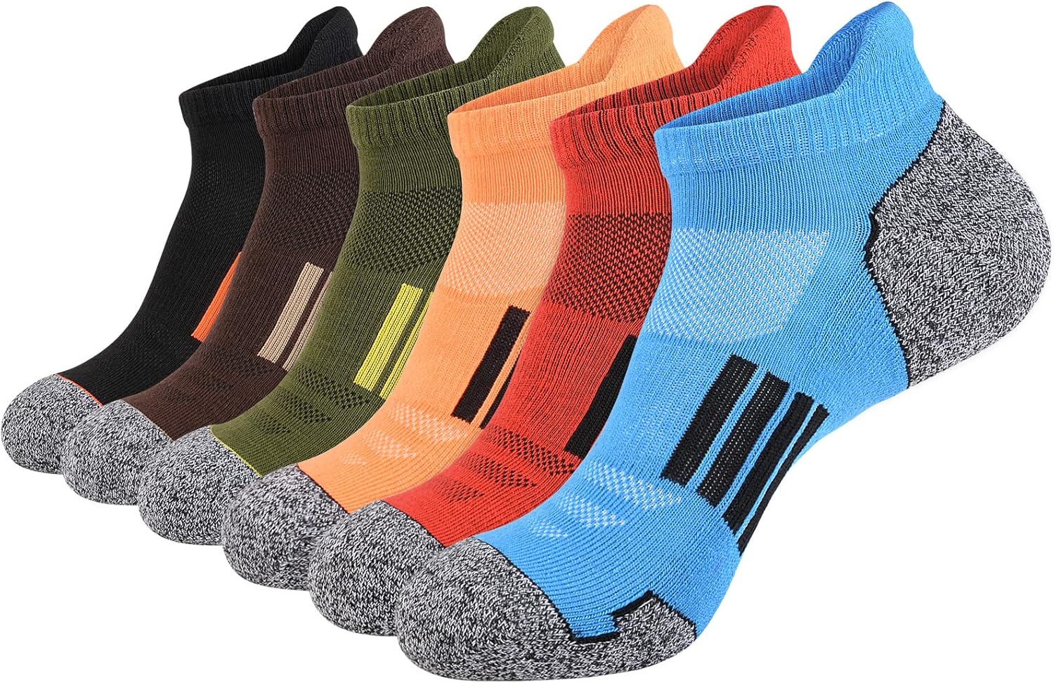 JOYNÉE Mens Ankle Athletic Low Cut Socks Running Sports Cushioned Sock for Men 6 Pack