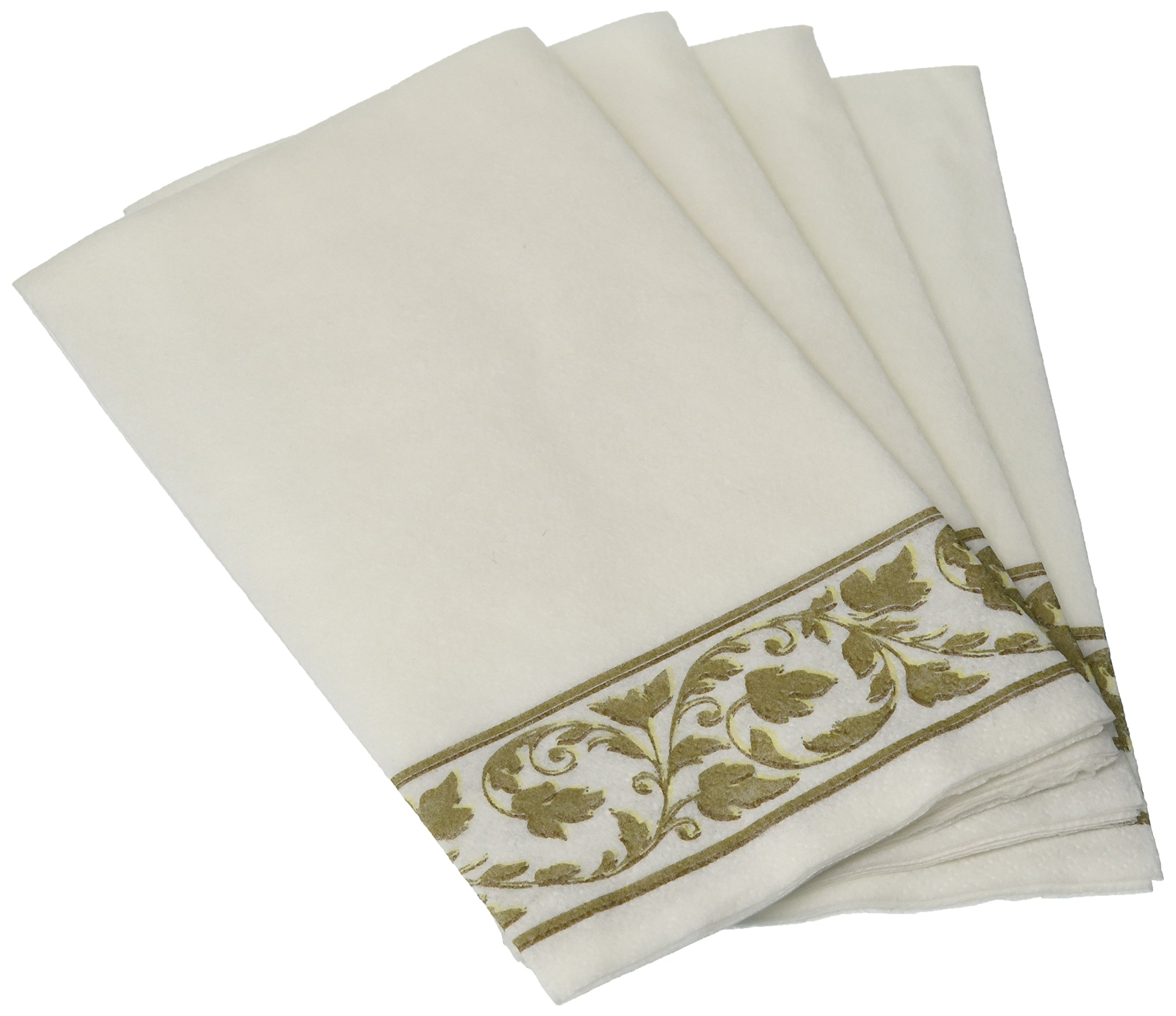 Premium White with Gold Leaf Accent Guest Towels, 8" x 4" (24-Pack) - Ultra-Soft & Elegant Napkins, Perfect for Special Occasions and Gatherings