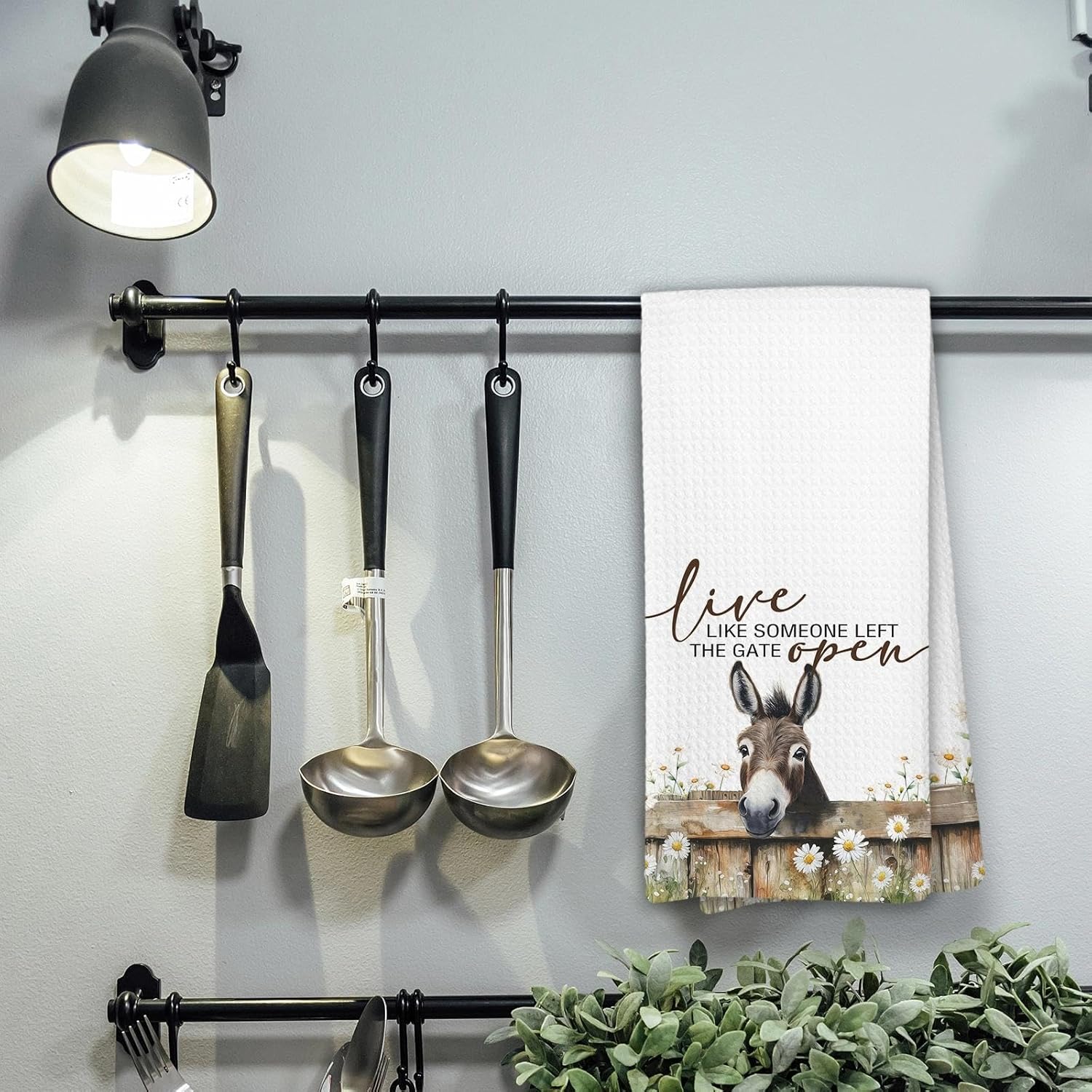 Donkey Kitchen Towels,Western Farmhouse Animal Hand Towels for Kitchen,Live Like Someone Left The Gate Open,Donkey Gifts - Image 4