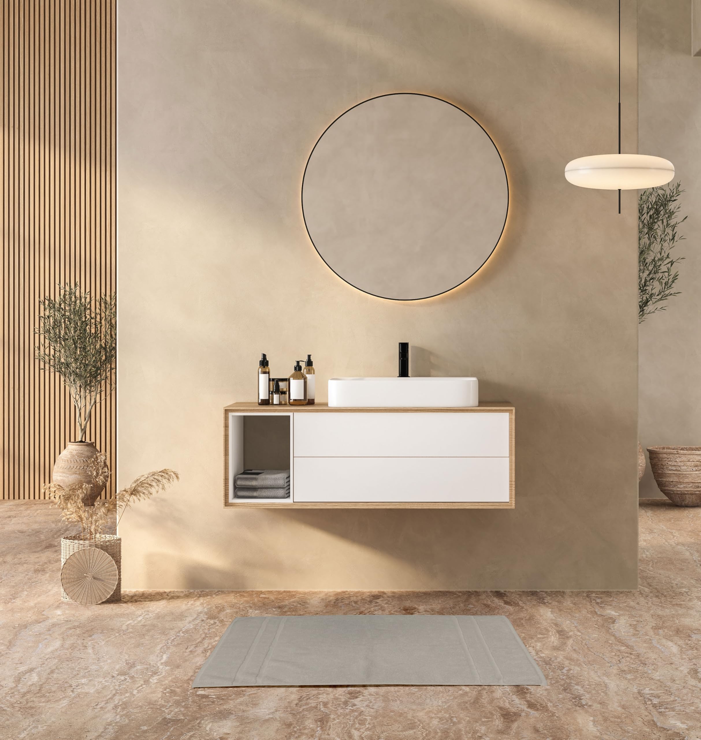 Tapis de Bain en Mousse 50 x 70 cm Absorbant 650 g/m² Taupe