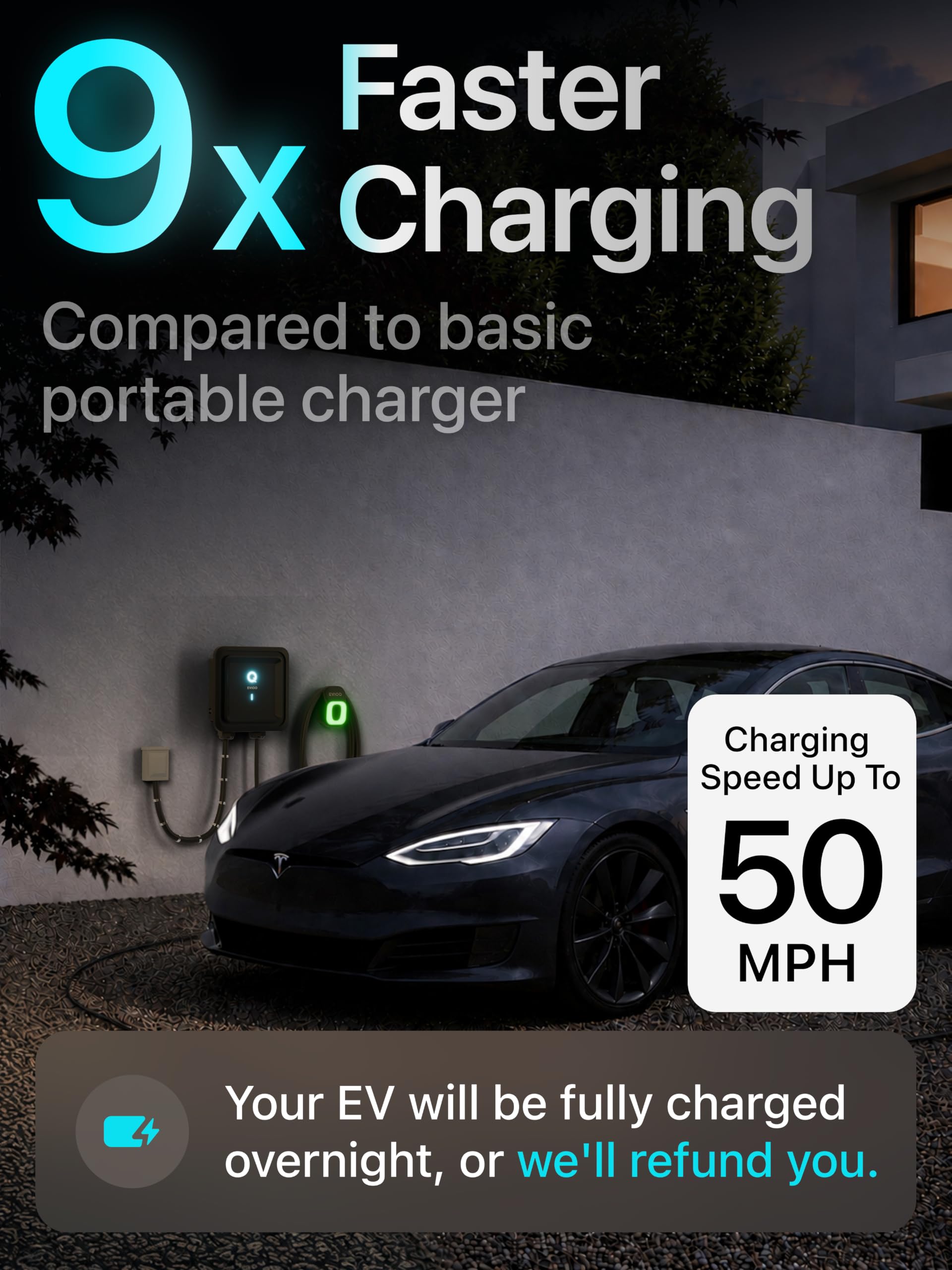 EVIQO Level 2 EV Charger J1772 40A NEMA 14-50 - 240V Wall Charging Station thumbnail 12