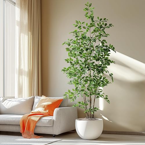 Miniatura 19 de Árboles de Ficus artificiales de 8 pies para interiores, árboles de imitación para interiores, plantas de piso falsas para interiores, árbol Hoja