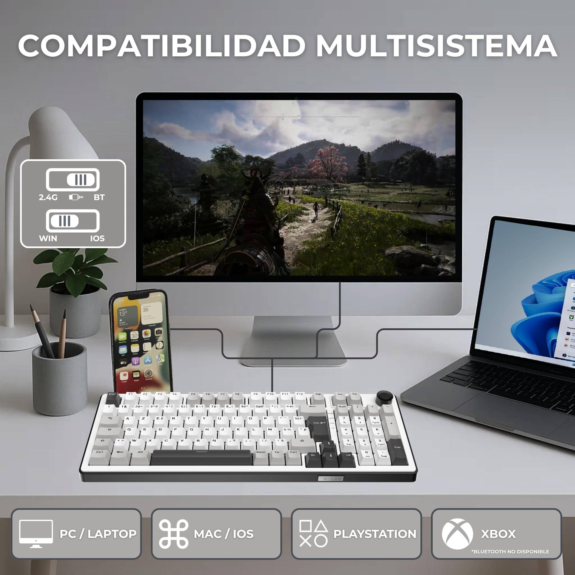 The G-Lab KEYZ Elite 400 WG Clavier Gaming sans Fil, QWERTY Ñ
