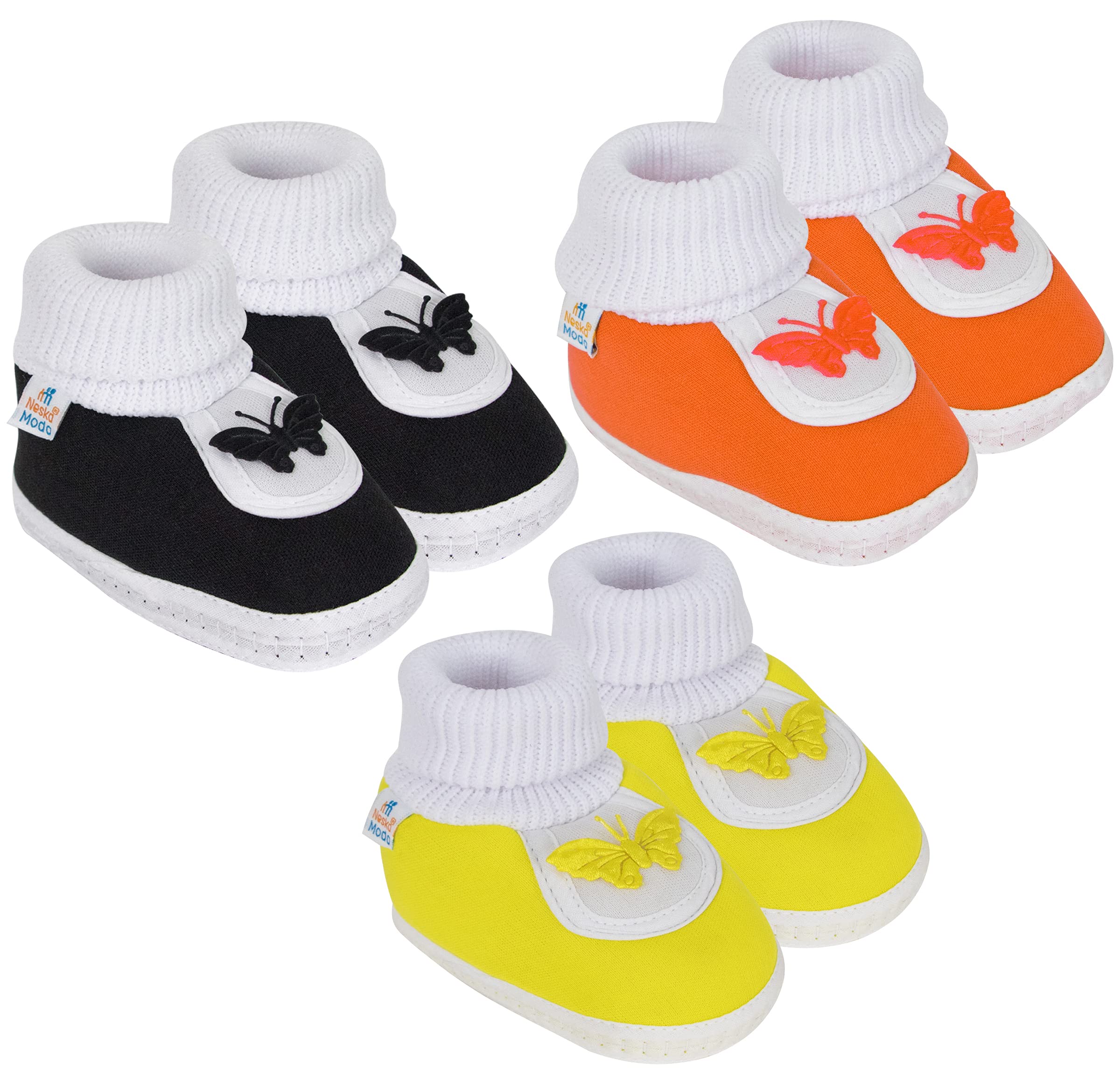 Neska Moda Unisex Set Of 3 Pair Booties for 6 to 12 Months (Black,Orange,Yellow) (B08L4WLW6L) Amazon Price History, Amazon Price Tracker