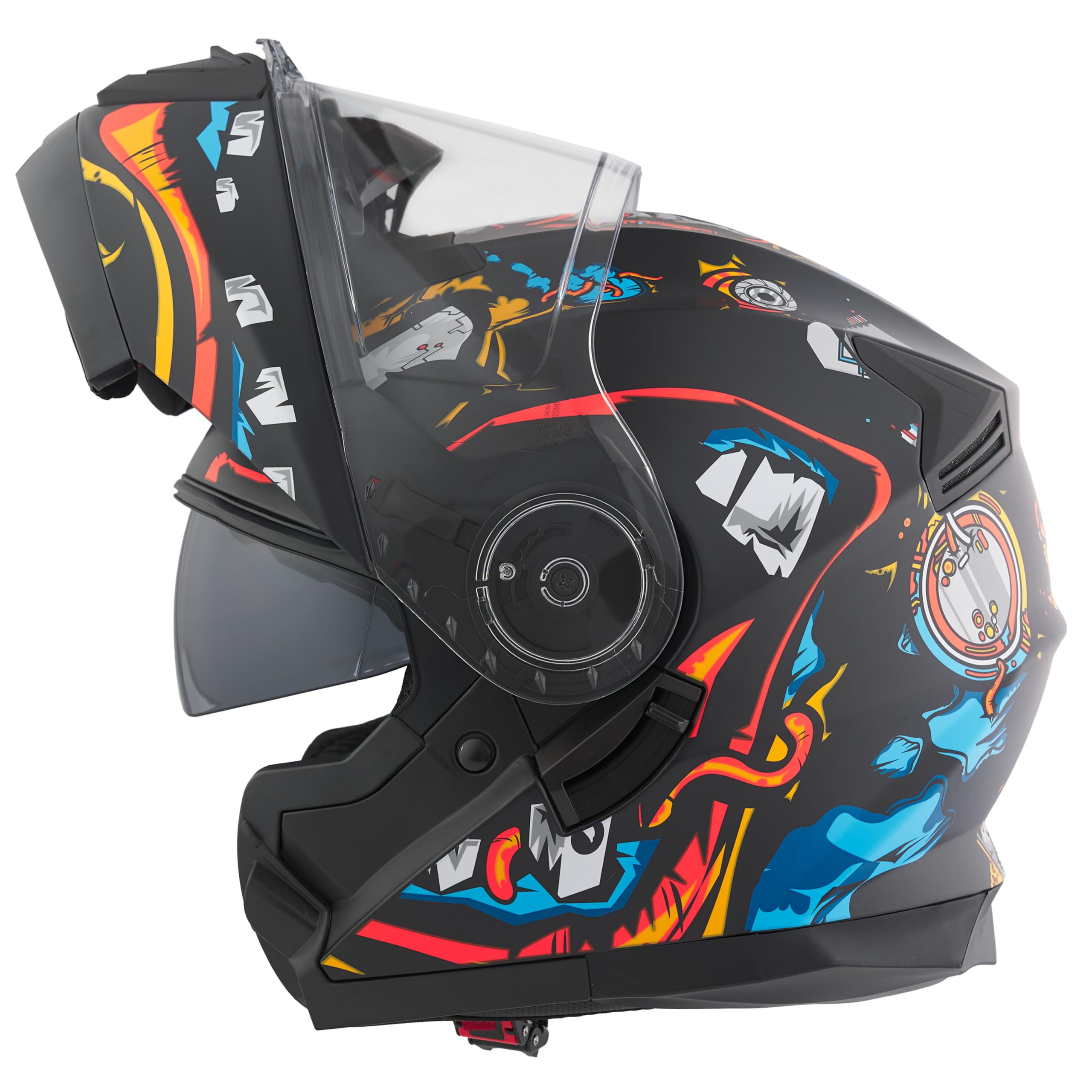 Casco Moto Modulare BHR 836 FLIP-UP, Casco Moto Apribile Omologato ECE 22.06 Con Schermo Parasole, Doppia Visiera Antigraffio e Sgancio Micrometrico, Utilizzo Touring e Cittadino, Zombie Black XS