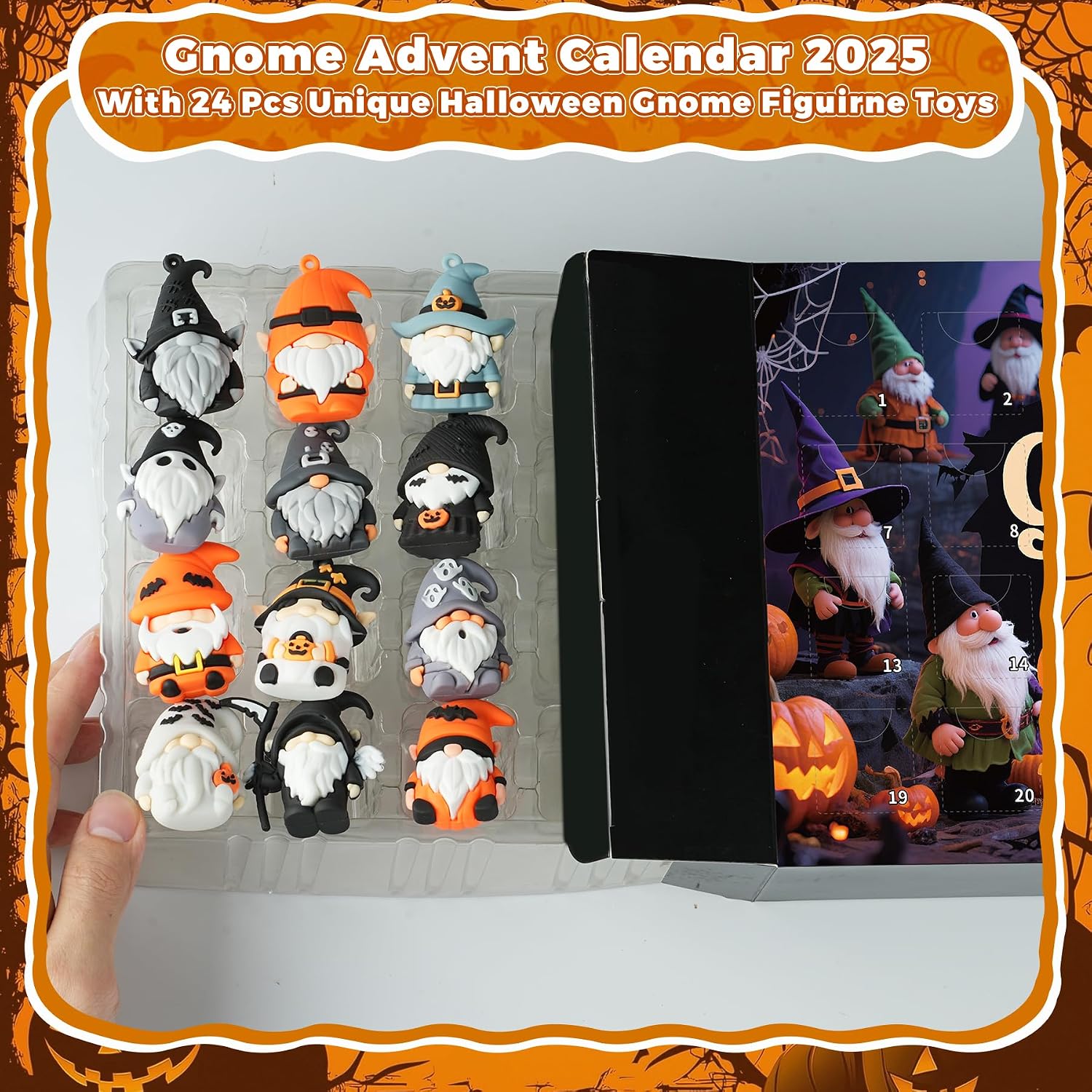 Gnome Advent Calendar 2026 Halloween,24 Day Halloween Countdown Calendar with 24 Collectible Gnome Gifts for Kids Boys Girls Toddlers Boo Basket Stuffers
