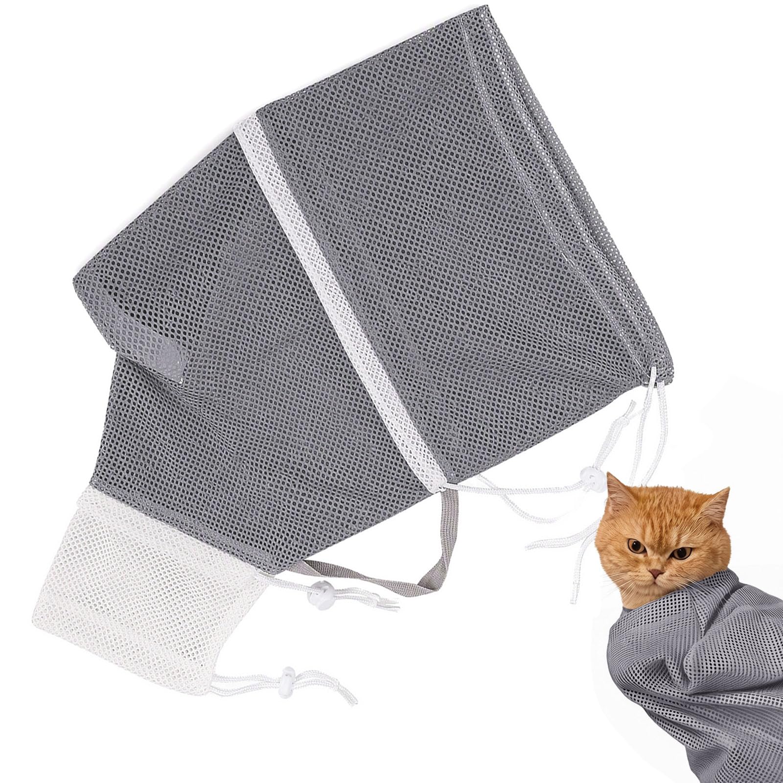 KIPTVO Mesh Cat Bag, Anti Bite Scratch Cat Shower Bag for Bathing Grooming